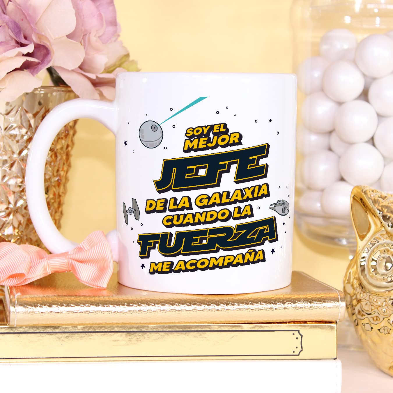 MUGFFINS Tazas para JEFE hombre - En Español - Mejor de la Galaxia Cuando Fuerza me Acompaña - 11 oz / 330 ml - Regalo original y divertido — view 2