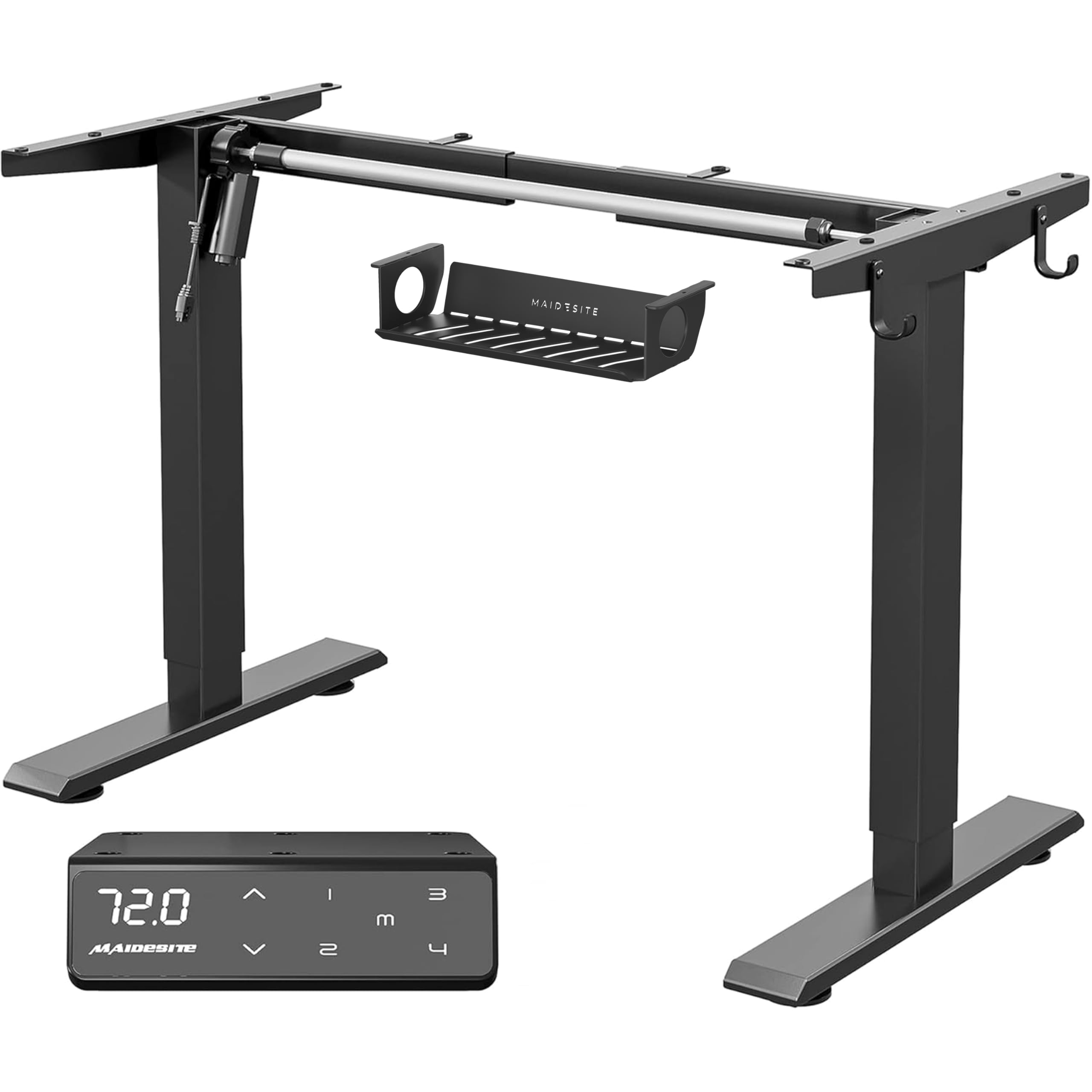MAIDeSITe höhenverstellbarer Schreibtisch elektrisch mit starken Motor, tischgestell höhenverstellbar 2 teiligen Beinen sowie auch 4 Memory-Steuerung Schreibtisch -T1 Pro(Schwarz)