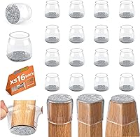 Vista 18 de BAIPOK 36 piezas de protectores cuadrados para patas de silla, protectores de patas de silla de silicona para suelos de madera dura, almohadillas