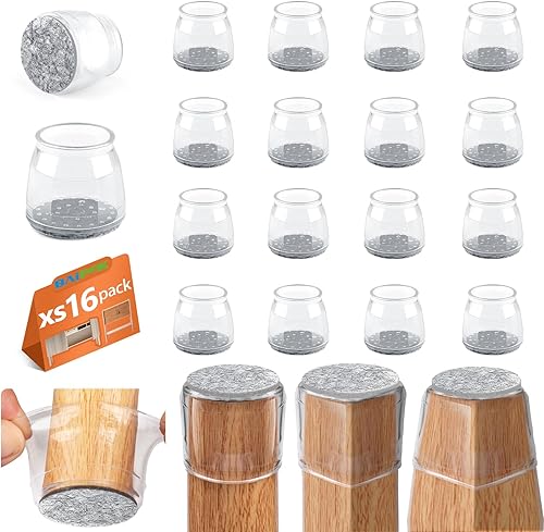 Miniatura 18 de 16 protectores cuadrados para patas de silla, almohadillas de fieltro, protectores de patas de silla para suelos de madera dura, fundas de silicona