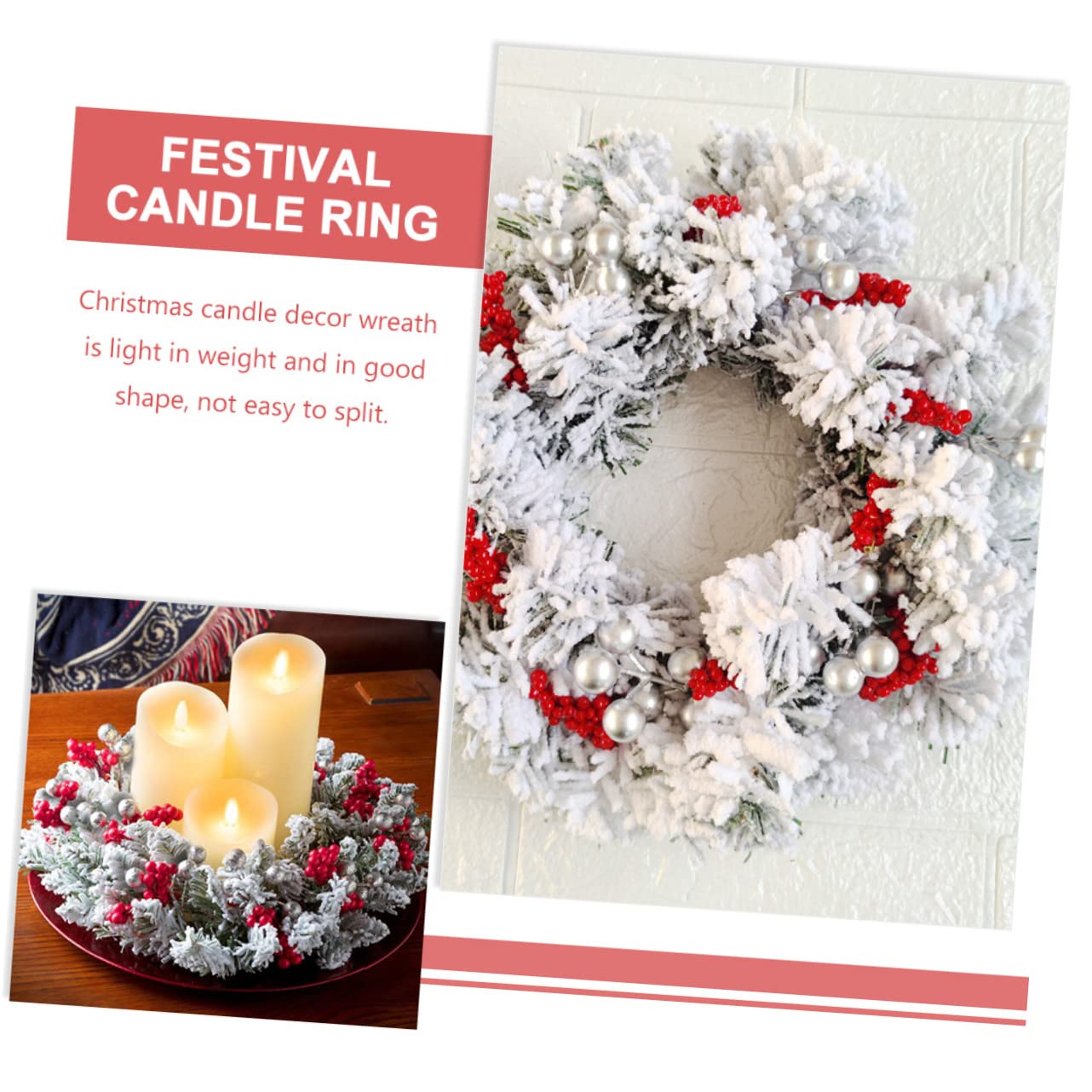 FUNOMOCYA Simulated Candlestick Garland Artificial Berry Wreath Small Christmas Wreath Decor