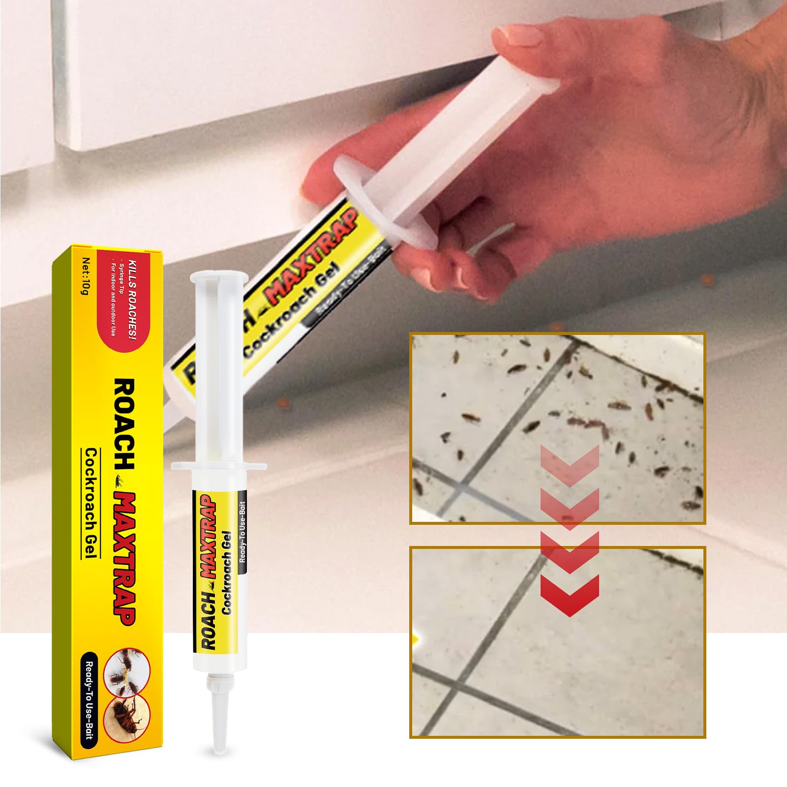 Cockroach Control,Ready to Use Cockroach Killer,Bait Smart Cockroach Trap,Roach Trap Master,Cockroach Killer Gel Bait,Powerful Cockroach Repellent Insect Roach Killer,Bait Cockroach Eliminator,2PC - Image 2