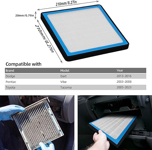 Miniatura 3 de CF10374 - Filtro de aire de cabina compatible con Toyota 05-23 Tacoma, Dodge 13-16 Dart, Pontiac 03-08 Vibe reemplaza el filtro de CA de repuesto
