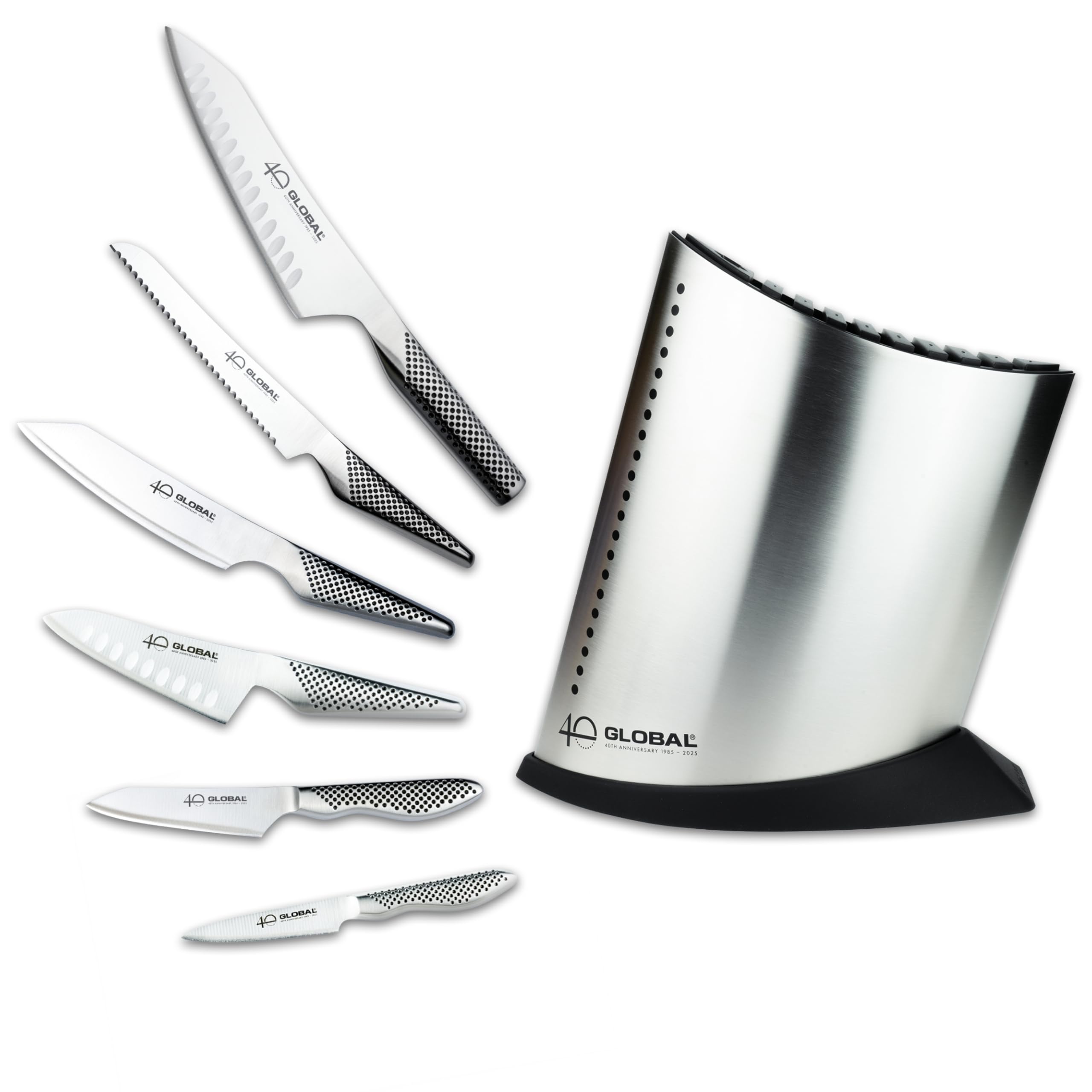 Knives 40th Anniversary Limited Edition 7 Piece Knife Block Set, Premium Japanese Kitchen Knives, Ultra Sharp Stainless Steel Blades with Santoku Knife & 16cm Bread Knife