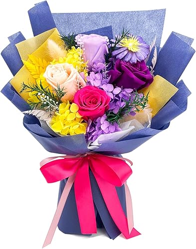 YbbYjun Ramo de flores preservadas, ramo de rosas preservadas naturales de larga duración con caja de regalo, ramo de flores para siempre para el