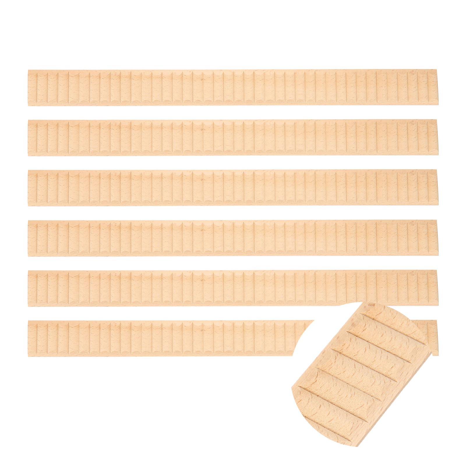 sourcing map 6Pcs 35mm Decorative Wood Trim,Unfinished 3D,Wavy