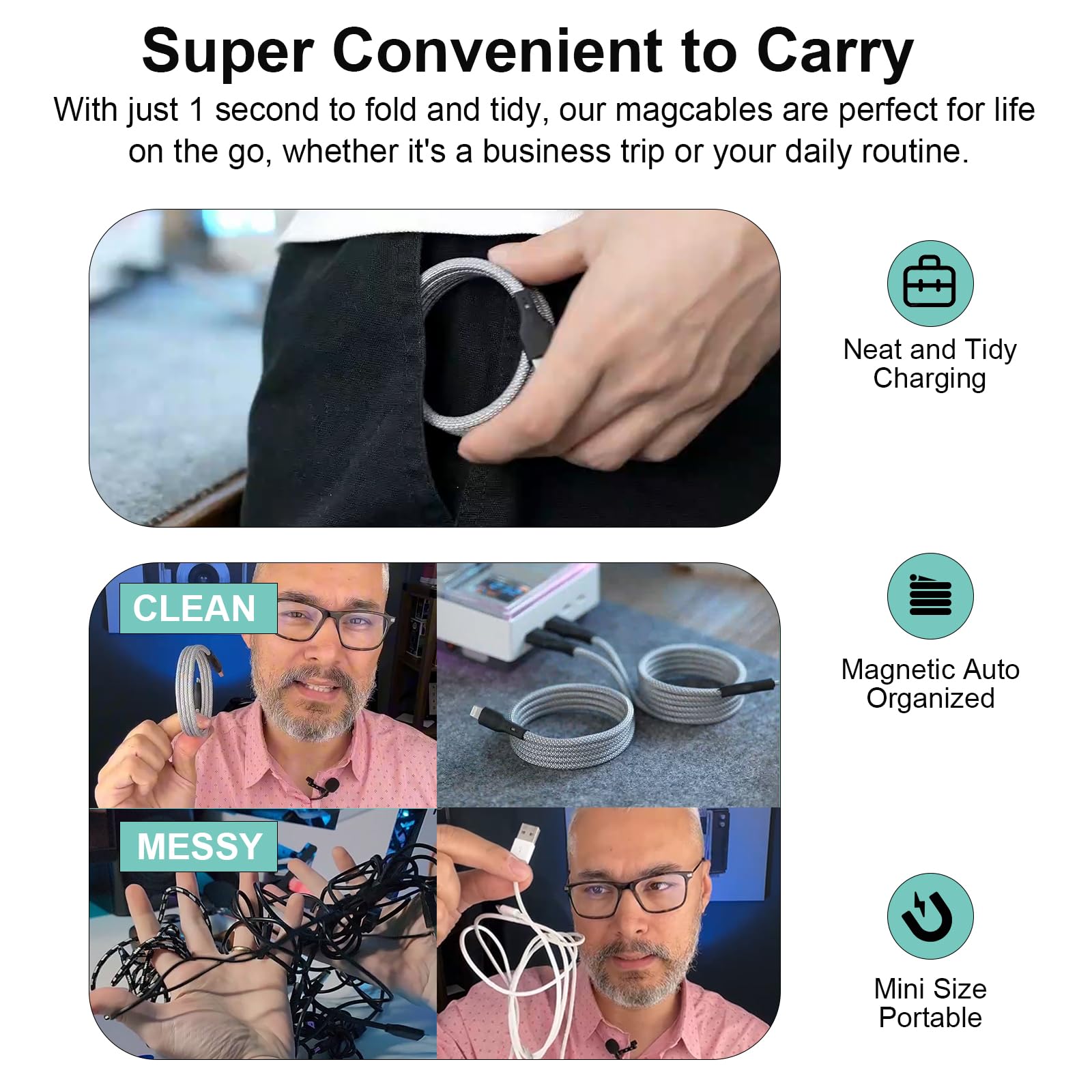 Magtame Cavo USB C, Cavo magnetico da USB A a USB C, 1M Cavo di Ricarica di Tipo C in Nylon Intrecciato con ricarica rapida per Samsung Galaxy,Pad, Altri Dispositivi USB C