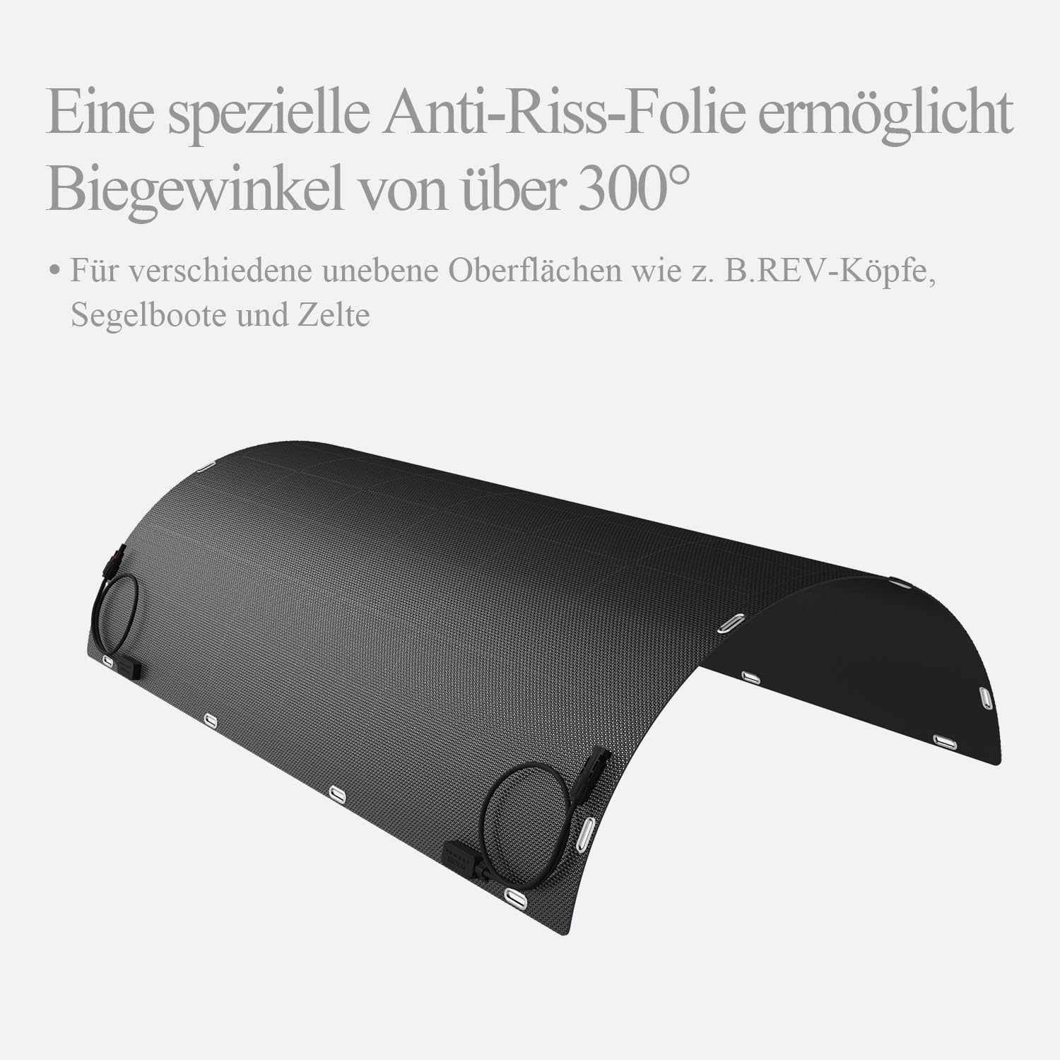 Solarpanel Flexibel, 460W Solarpanel Camping, 230W x2 Komplett Schwarze Solarmodul, Geeignet für Balkonkraftwerk, Verwenden Sie spezielle Anti-Riss-Materialien, Bis zu 300° Biegung, Wasserdicht IP67
