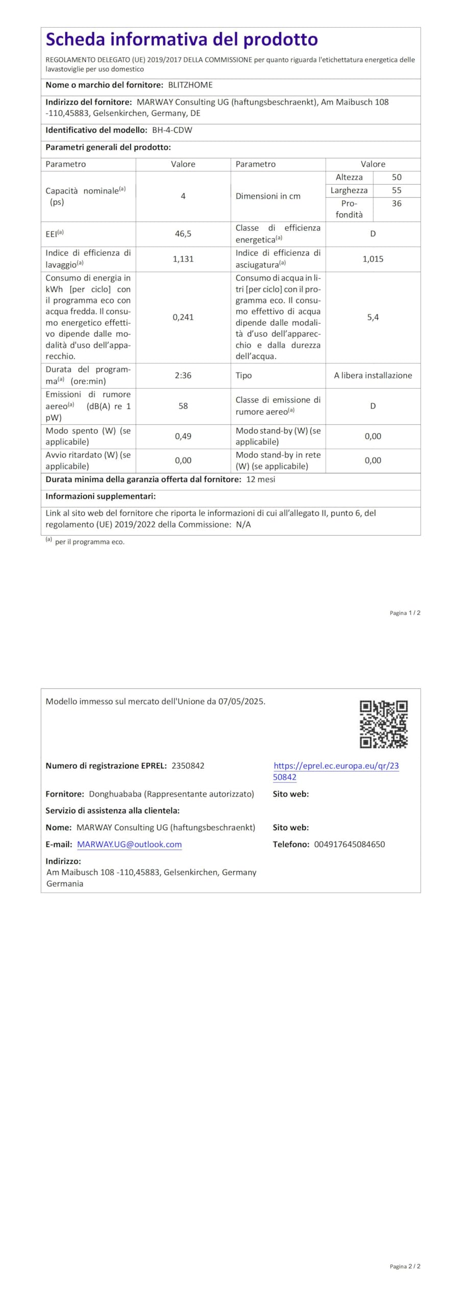 BLITZHOME Mini Spülmaschine Geschirrspüler 8+2 Programme Smart App Steuerung Tragbarer Tischgeschirrspüler 5L Wassertank