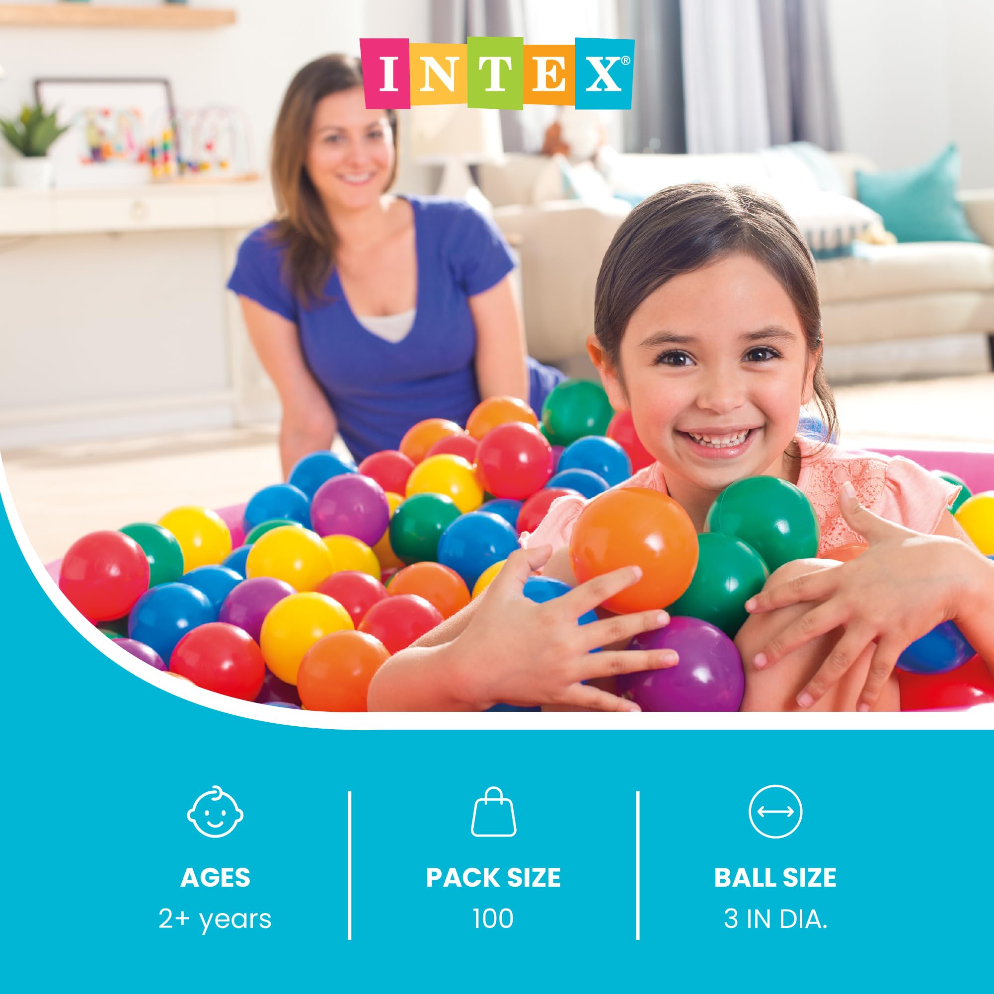 Intex Fun Ballz - Kunststoffbälle - 100 Stück - Ø 8 cm