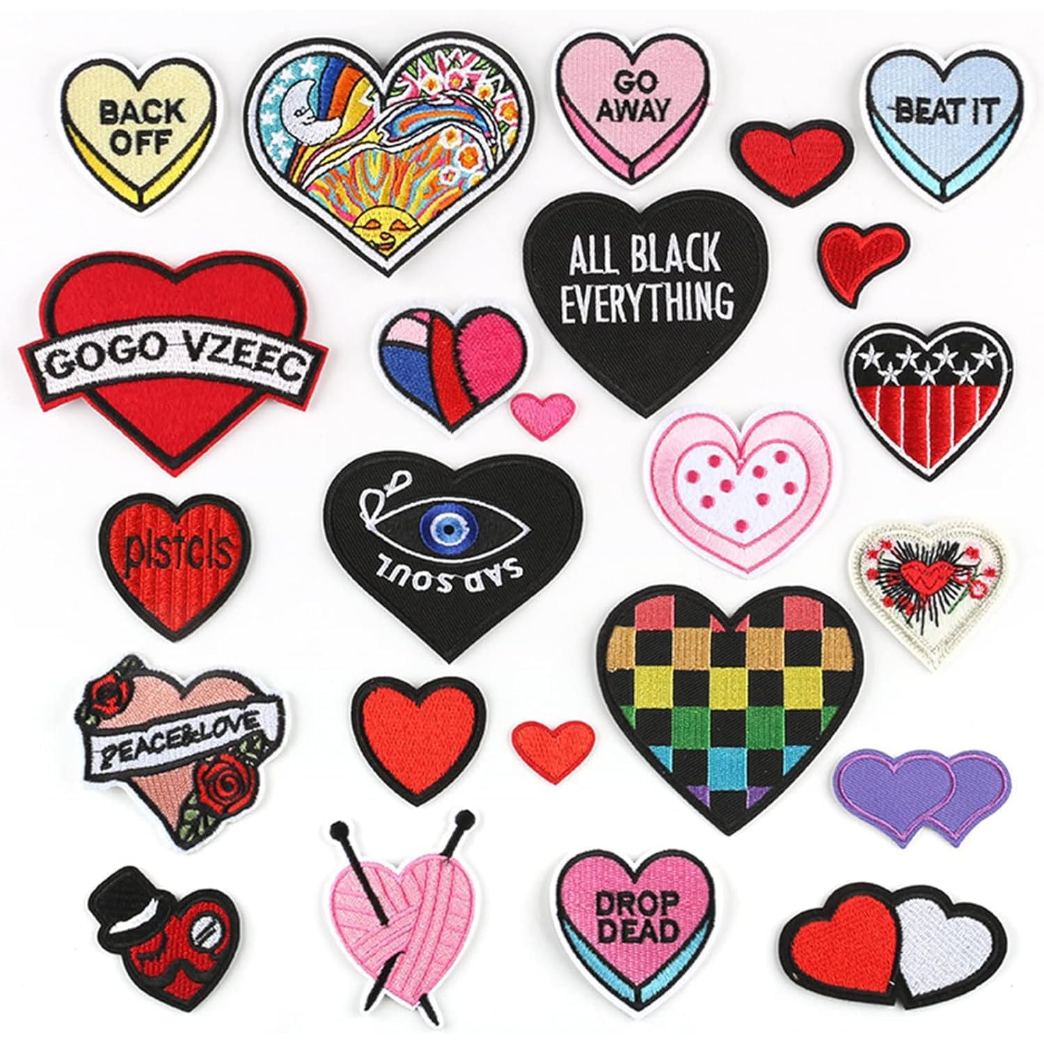Joyzzz Embroidered Iron on Patches, 24 Pcs Embroidered Patches Decoration for Clothing, DIY Craft Patches Sew On, Iron On Patches Applique for Clothes Dress Pants Hats Jeans Backpacks