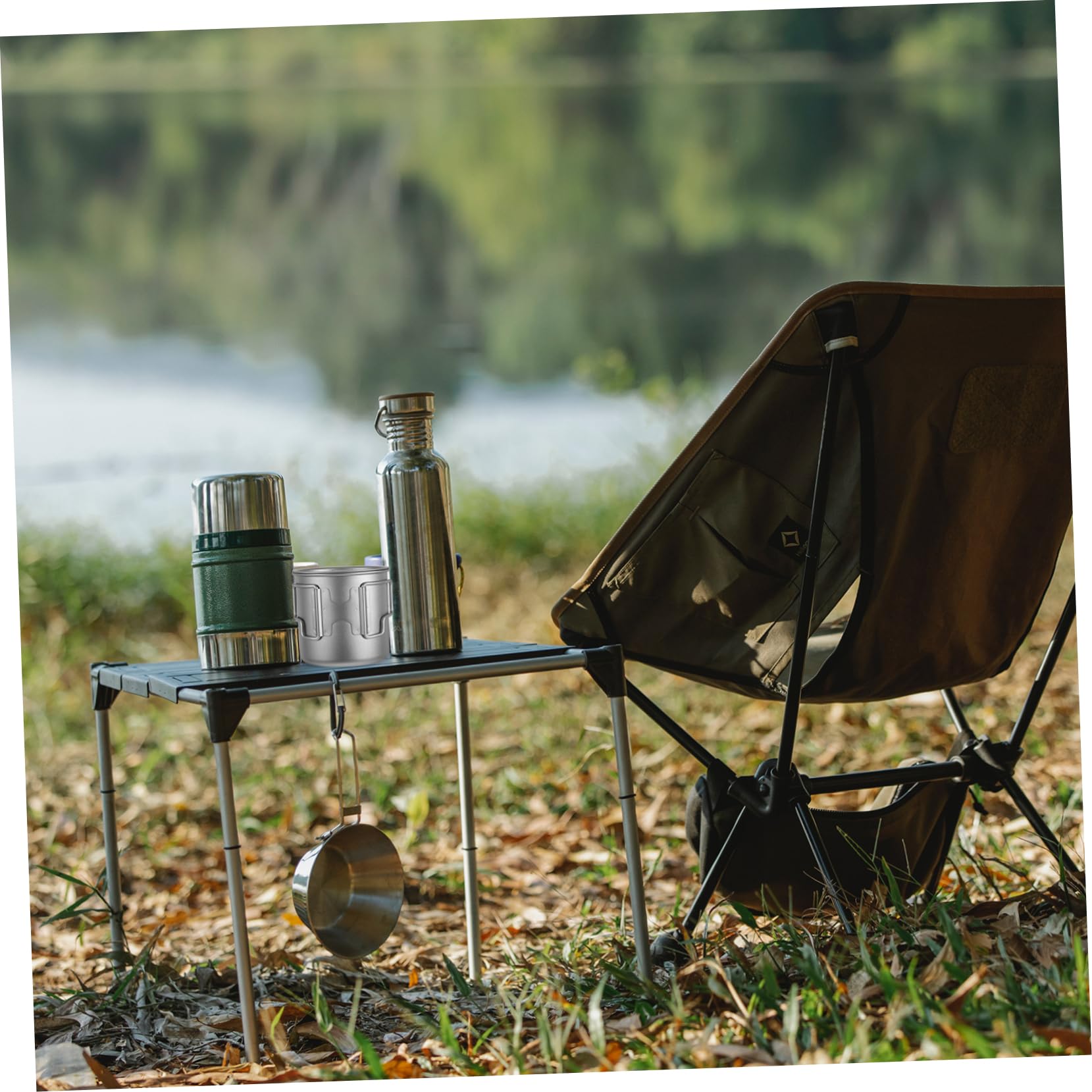 Mipcase Becher isolierten mit Titan Kaffeebecher und Griff Klappbarem Deckel Singlelayer Faltbarer Design mit Aufbewahrungstasche Outdoor für Picknicks für Camping