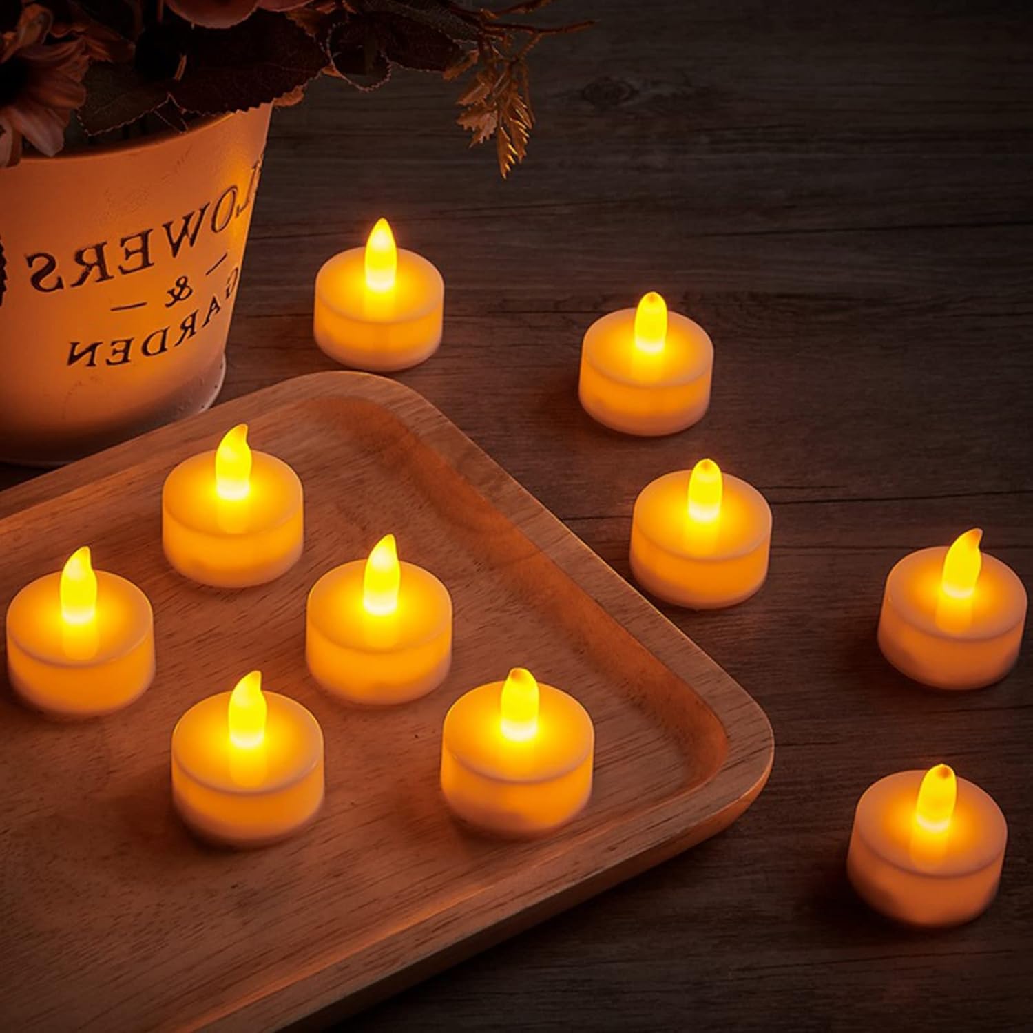 24 LED Kerzen, Flammenlose Tealights, Flackern Teelichter, Elektrische