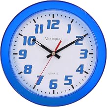 Moonport 8 Inch Wall Clock,Silent Non-Ticking Quartz Battery Operated Round Easy to Read for Home/Office/Shcool Clock-Blue