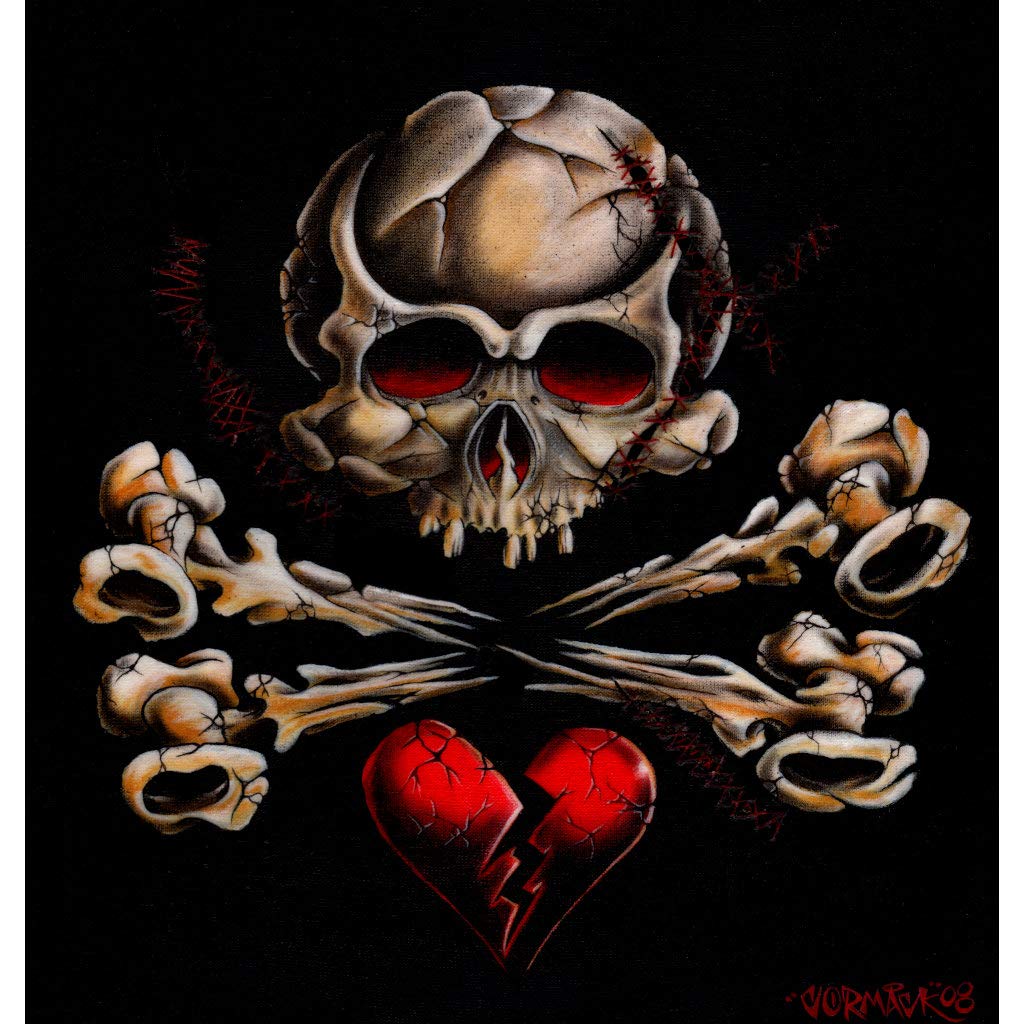 Amazon.com: Stitched Skull by Cormack Crossbones Broken Heart