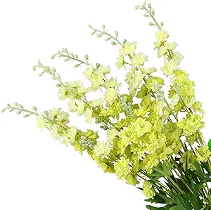 5pcs Light Green Delphinium Artificial Flowers, 33" Silk Larkspur Faux Flower with Long Stem Fake Bouquet for Tall Floor Vase Home Hyacinth Floral Plant Centerpiece Patrick's Day Spring Decor