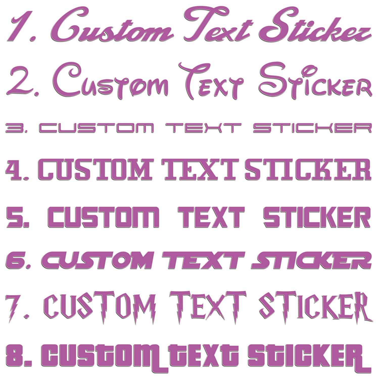 JasonCarlMorganJCM Graphics Famous Fonts Custom Text 150mm Sticker, Purple