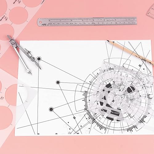 Miniatura 7 de Tamaki Plantilla circular redonda para dibujar para la oficina y la escuela, plantillas de dibujos de encofrado, tamaño grande y pequeño, paquete de