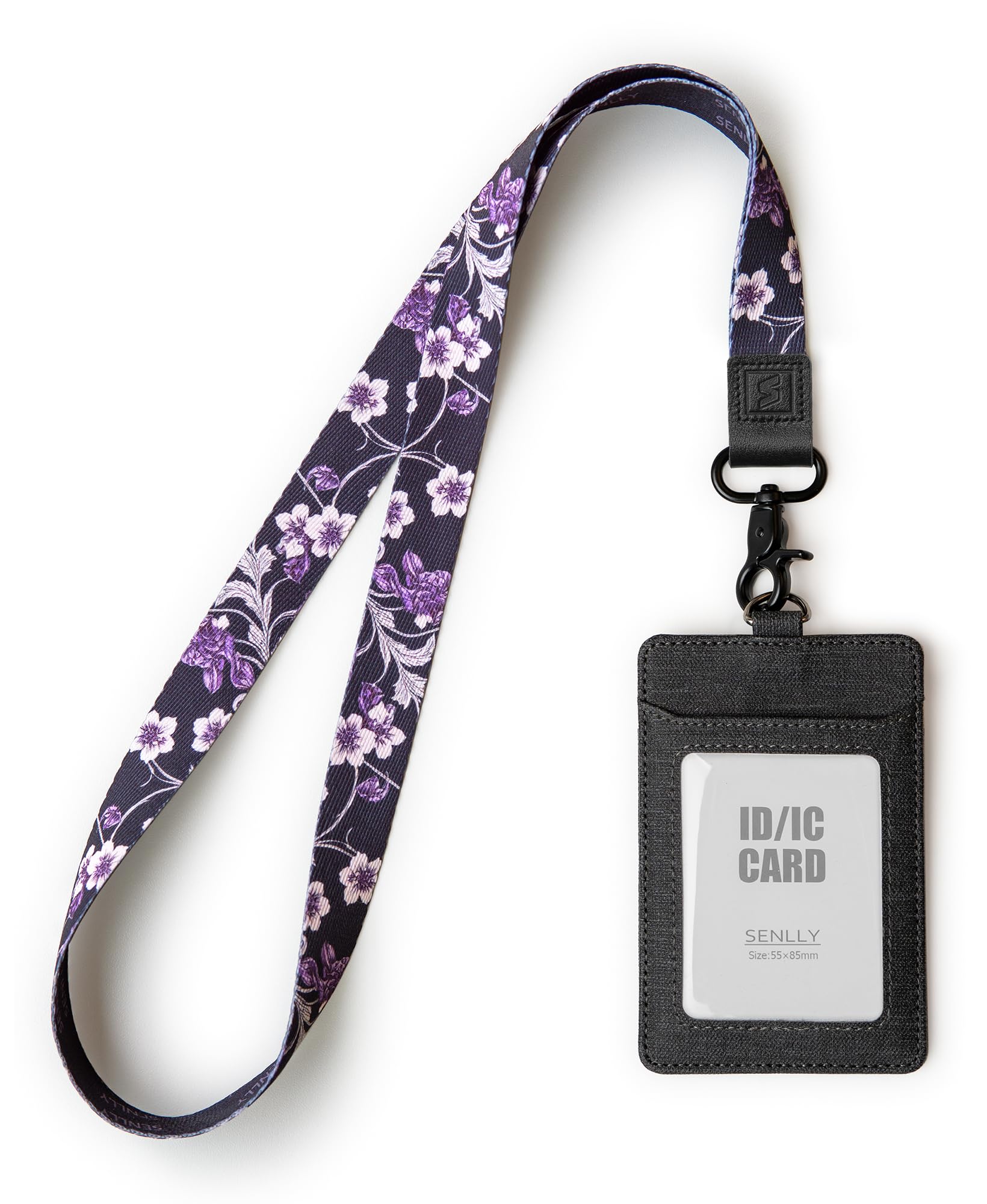 Portabadge In Pelle PU Con Cordino - 2 Tasche Per Carte E Finestra ID Trasparente, Per Ufficio E Eventi