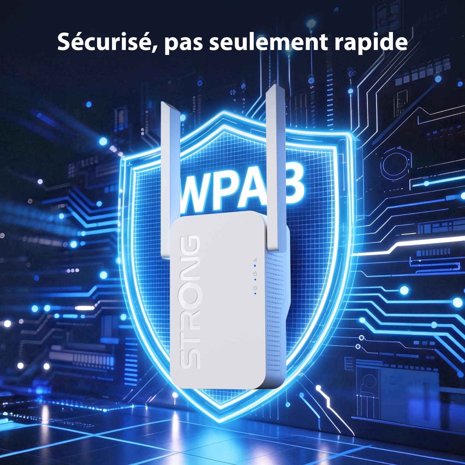 STRONG Répéteur WiFi 7 BE3600, Amplificateur WiFi Double Bande | 3600 Mbps, WiFi 7, MLO, Double Bande, Répéteur WiFi, Port Ethernet Gigabit, 2 antennes externes, Point d'accès