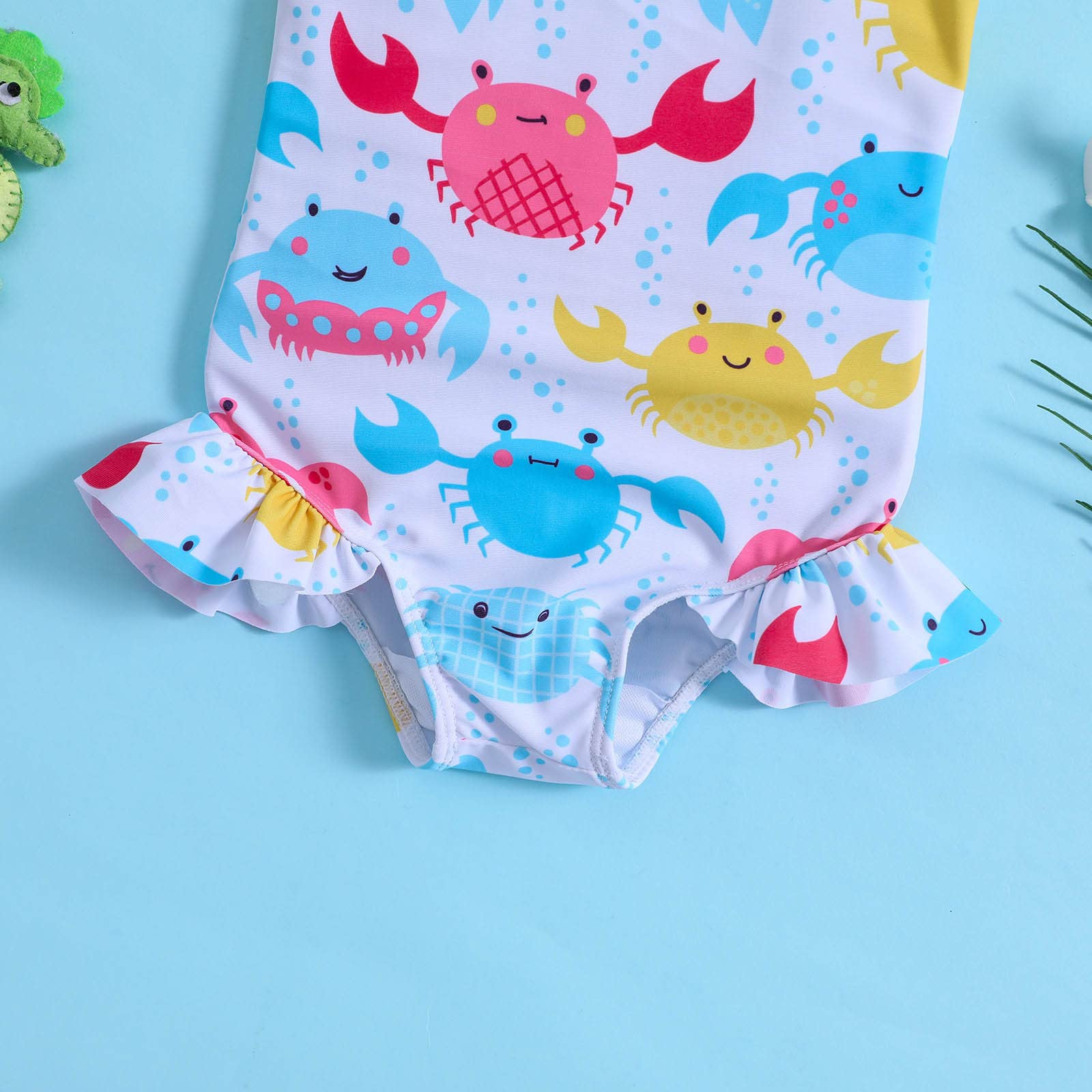 Traje de baño para mujer niña volantes dibujos animados 1 pieza bikini playa