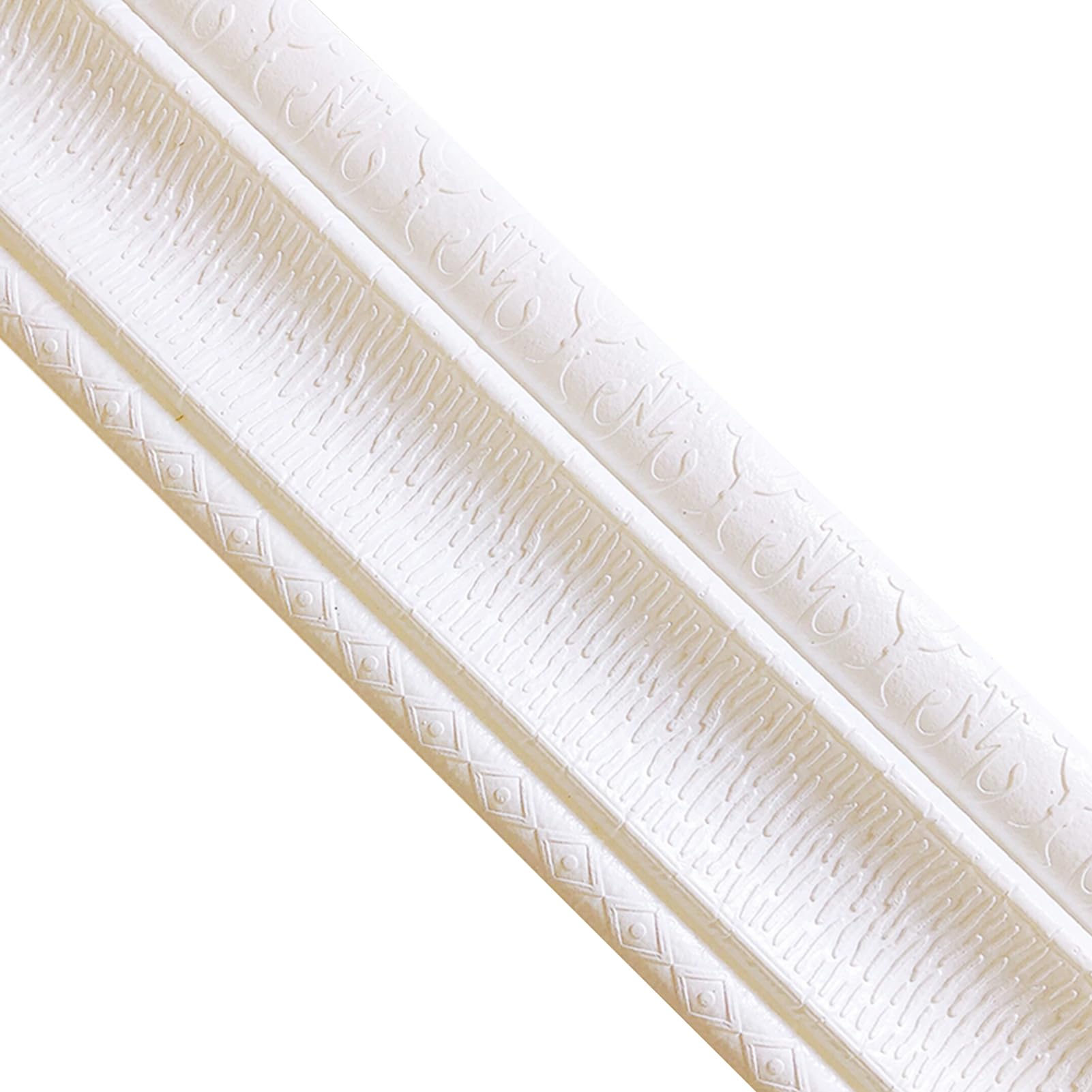 Dxcaicc White Wall Baseboard Molding Trim 3Pcs Length 2.3M Width 8Cm Flexible Skirting Waistline Borders Simple Letter Pattern Foam Strips Comes With Adhesive Backing,