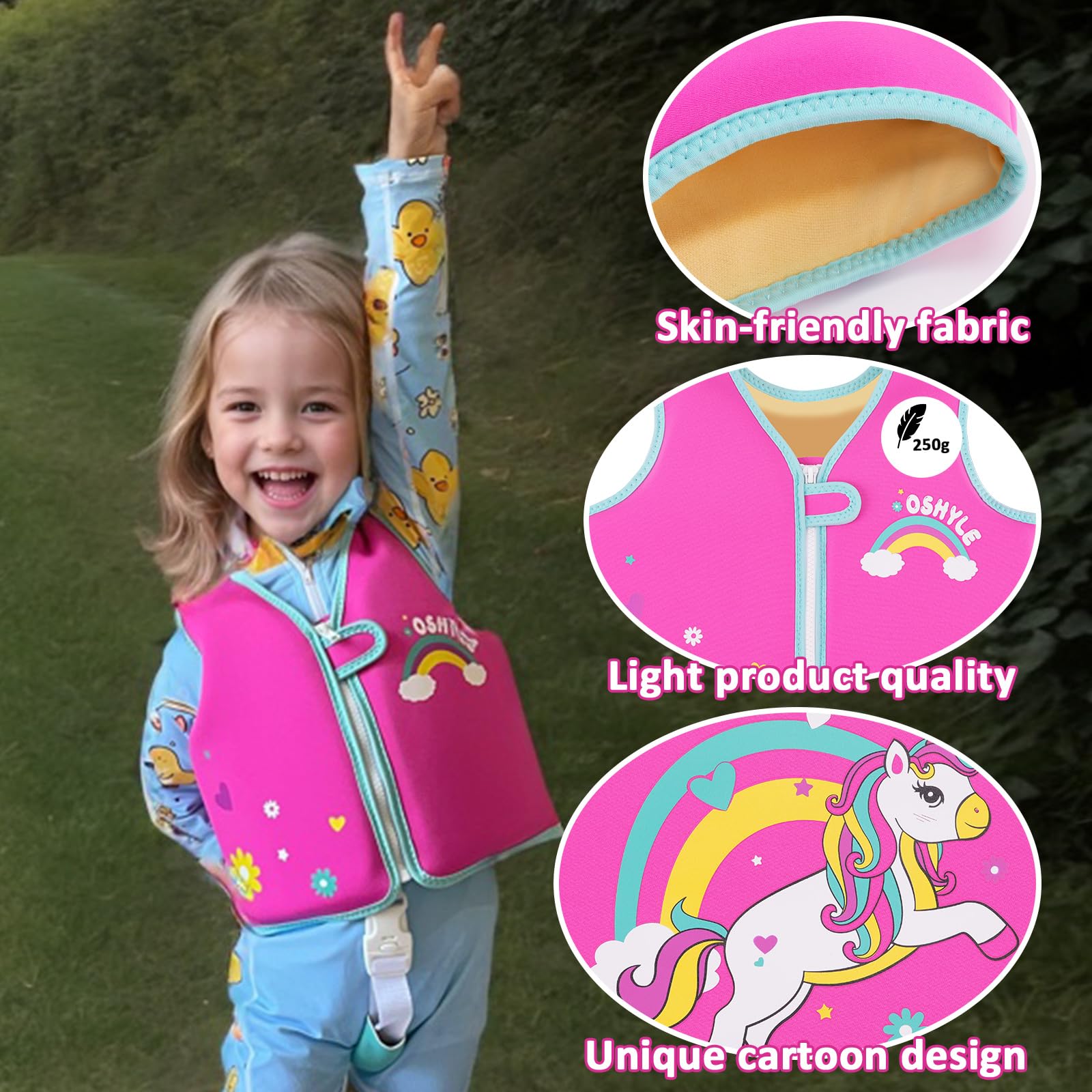 OSHYLE Giubbotto da Nuoto in Neoprene per Bambini - Aiuto Ideale per Il galleggiamento per Bambini