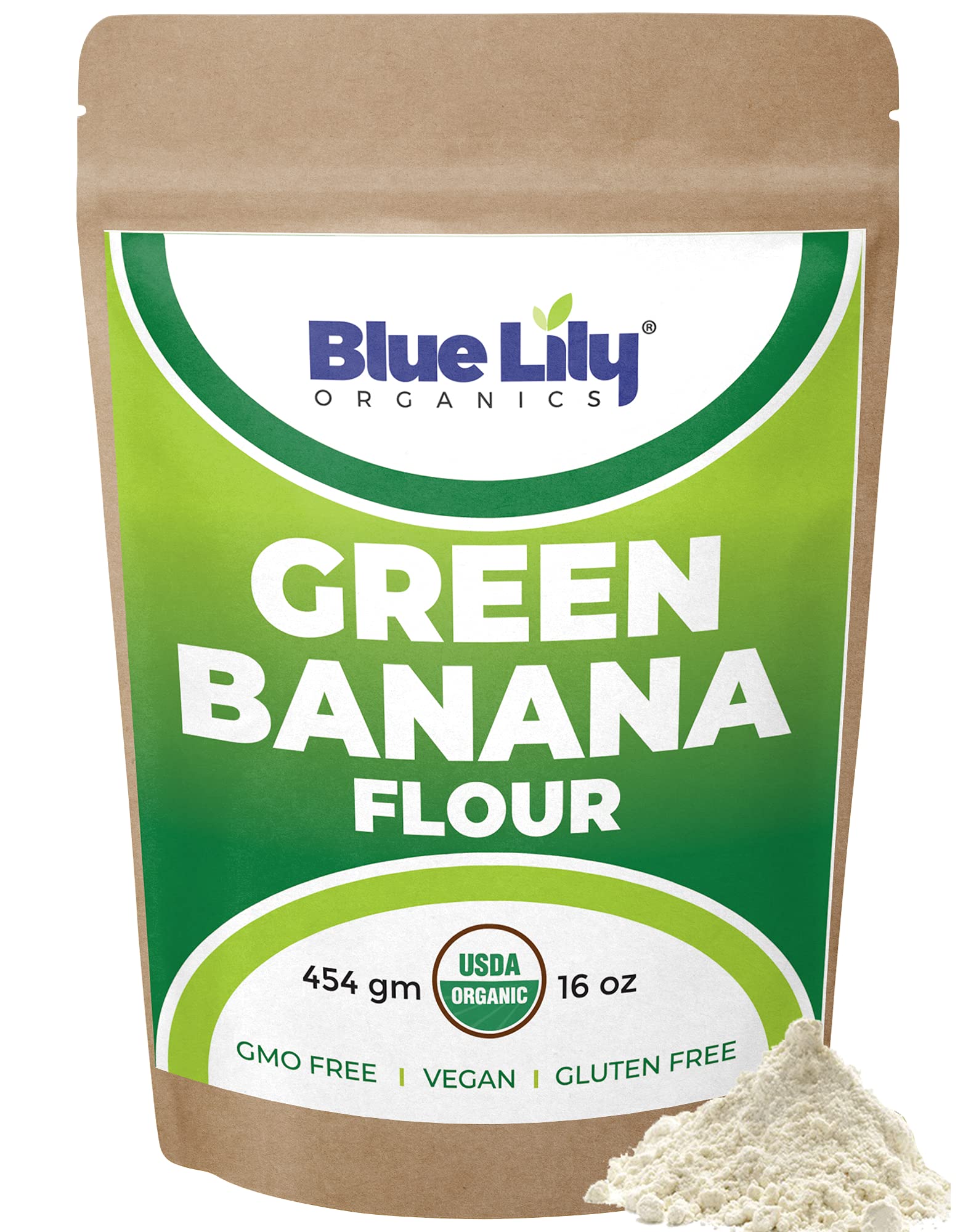 Blue Lily Organics Green Banana Flour (16 oz) 100 Organic USDA Certified, Glutenfree