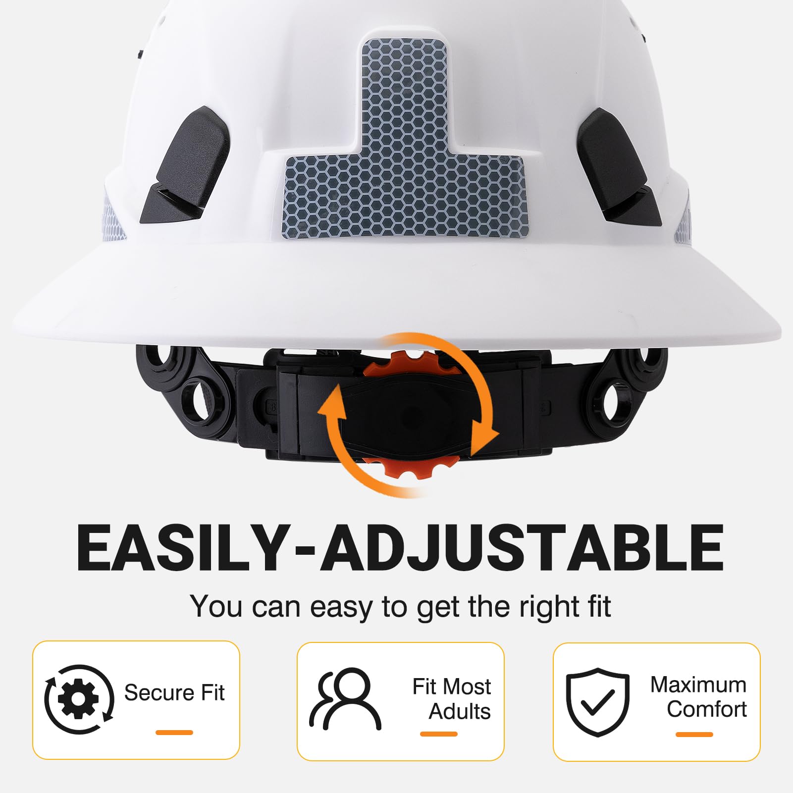 Casco duro de ala completa, aprobado por la OSHA, casco duro ventilado Cascos de construcción, ajustable, ventilación fresca, casco de seguridad para hombres y mujeres