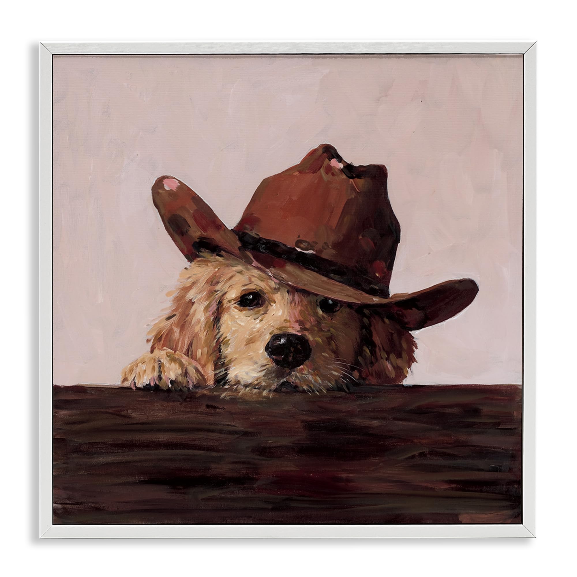 Stupell Industries Peeking Cowboy Dog White Framed Giclee Art, design by Studio Bautista, 12 x 12