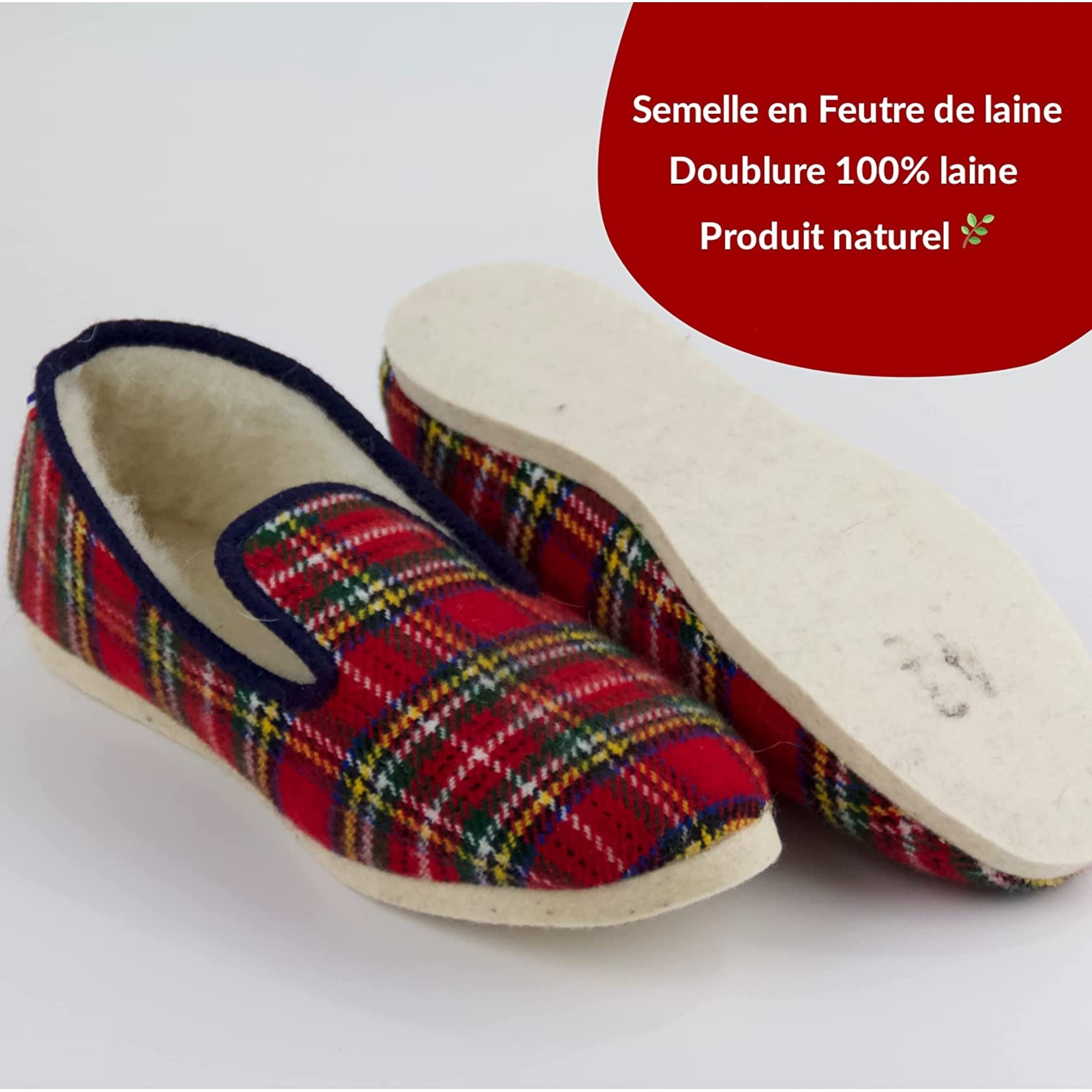 La Pantoufle du Berry - Charentaises misto Made in France - Pantofole comode e calde invernali - Interno foderato 100% lana naturale - Pantofole per la casa