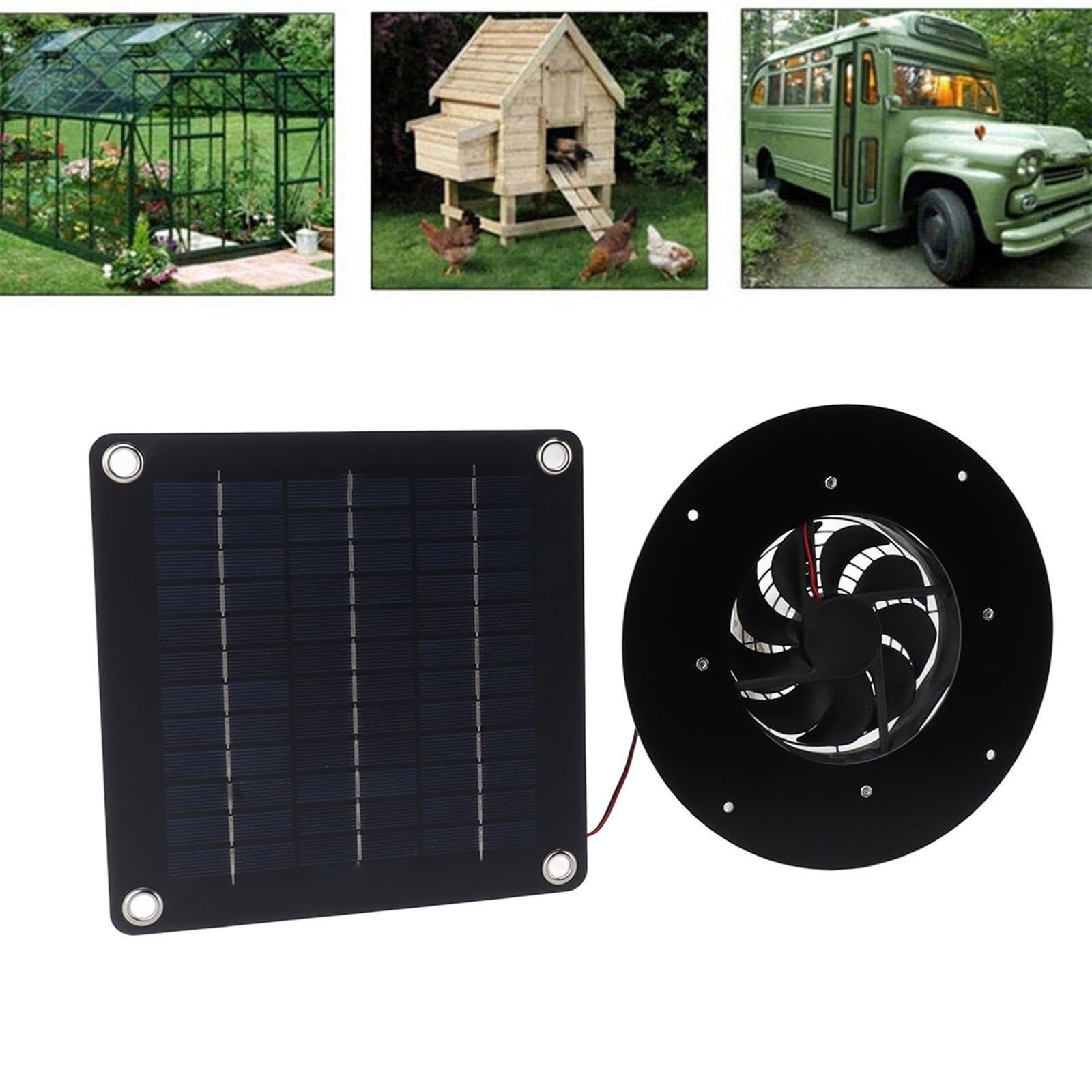 Quiet Solars - Ventola di circolazione alimentata a energia solare, piccola per estrattori d'aria per stalle e serre
