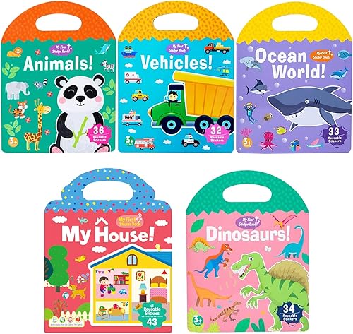 Libro de calcomanías portátil de gelatina silenciosa, libros de calcomanías reutilizables de animales para niños, libro de actividades de