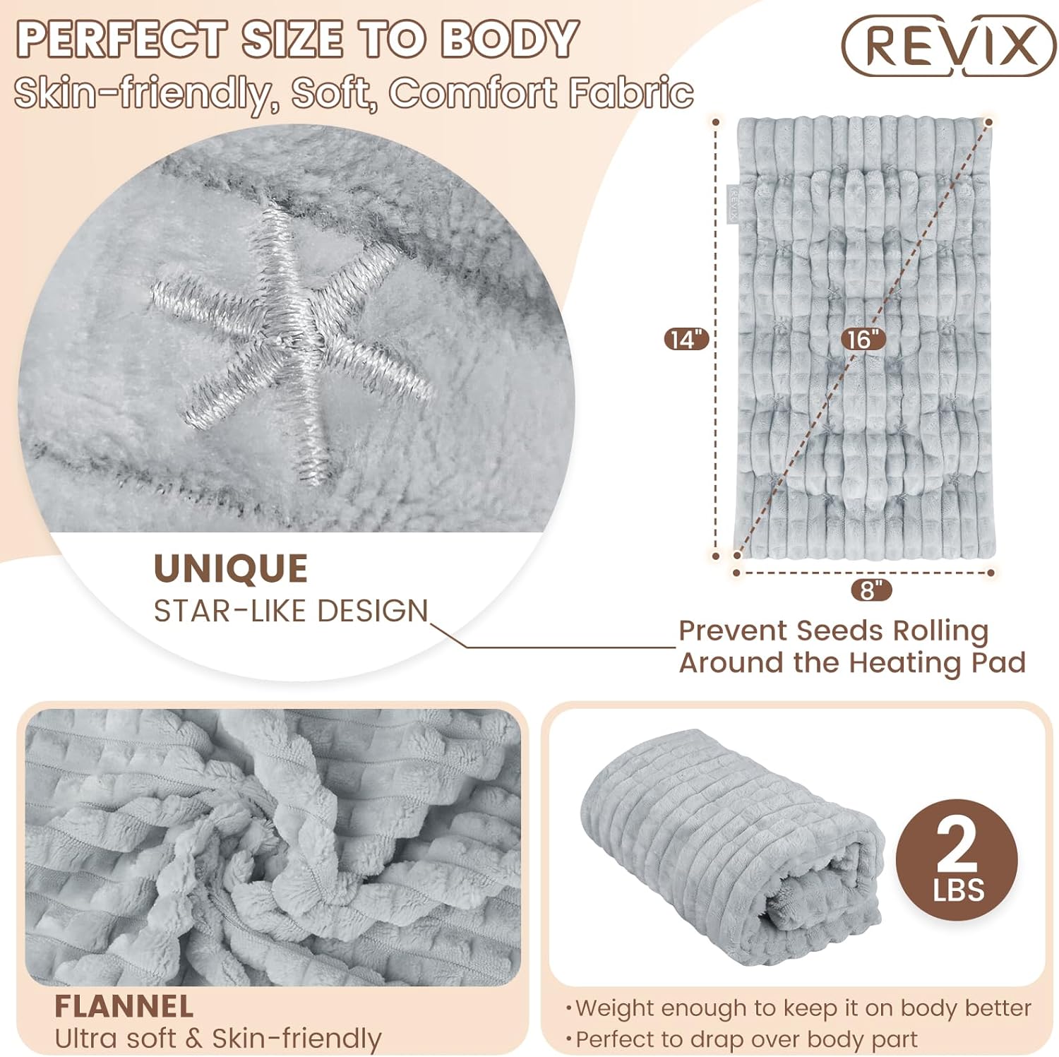 REVIX Microwave Heating Pad for Pain Relief 8 * 14" and Microwavable Heating Pad for Back to Alleviate Pain