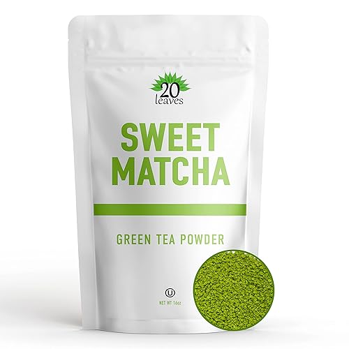 Polvo de matcha dulce japonés Polvo de té verde endulzado Mezcla estilo café barista para café con leche Bolsa de 1 libra Bolsa de papel kraft