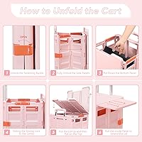 Vista 168 de FELICON SELORSS - Carrito plegable portátil con ruedas para subir escaleras y ruedas giratorias de 360°, mango telescópico, caja de plástico