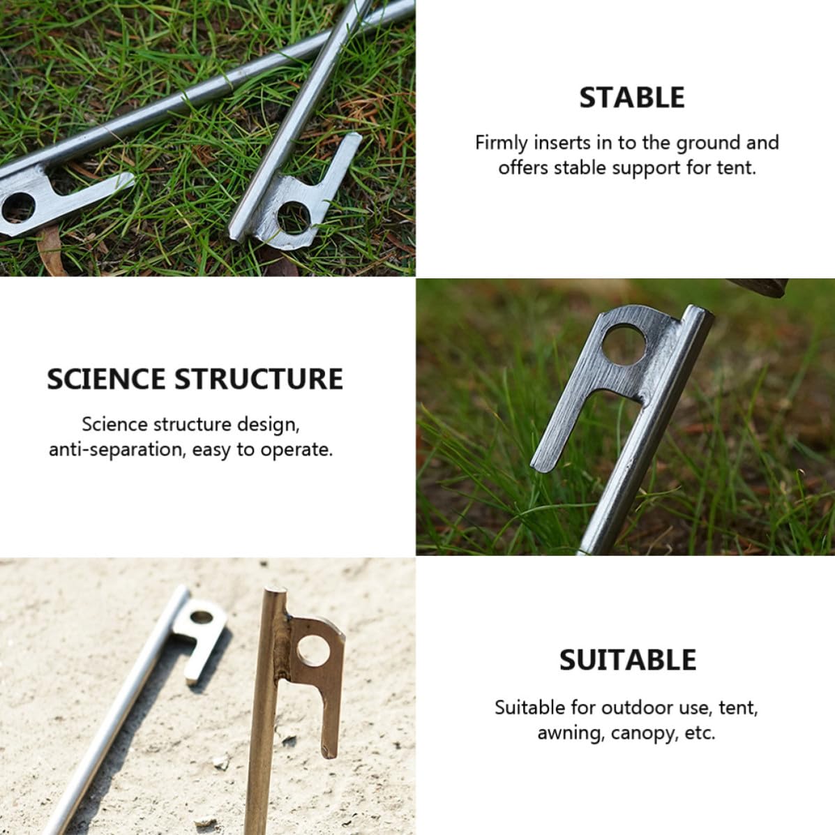 8 Stück Edelstahl Zeltheringe 30cm für Camping und Bodenanker