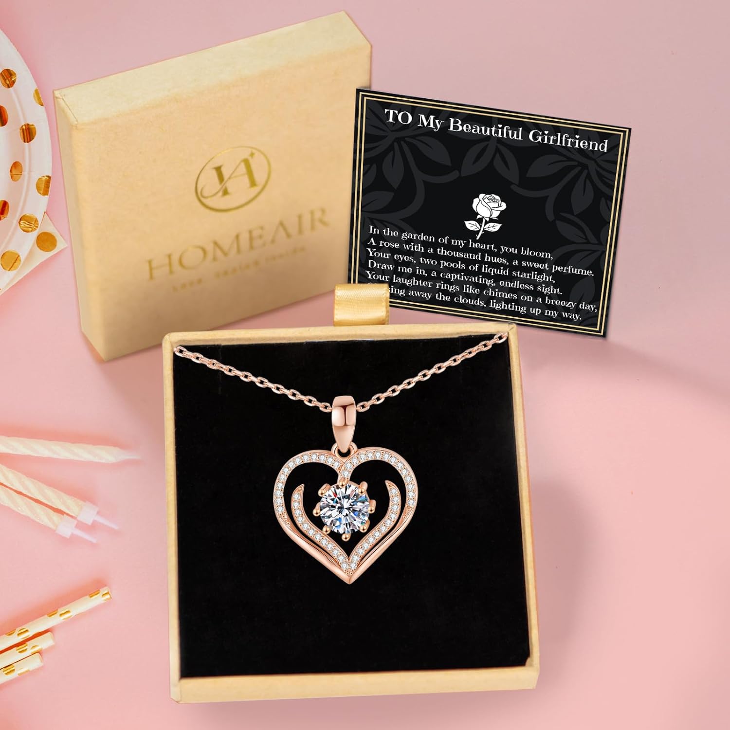 Mom Necklace, Pendant Necklaces Gifts with Rose Gold for Mama Daughter Granddaughter Girlfriend Women Graduation Birthday Valentines Day - Image 3