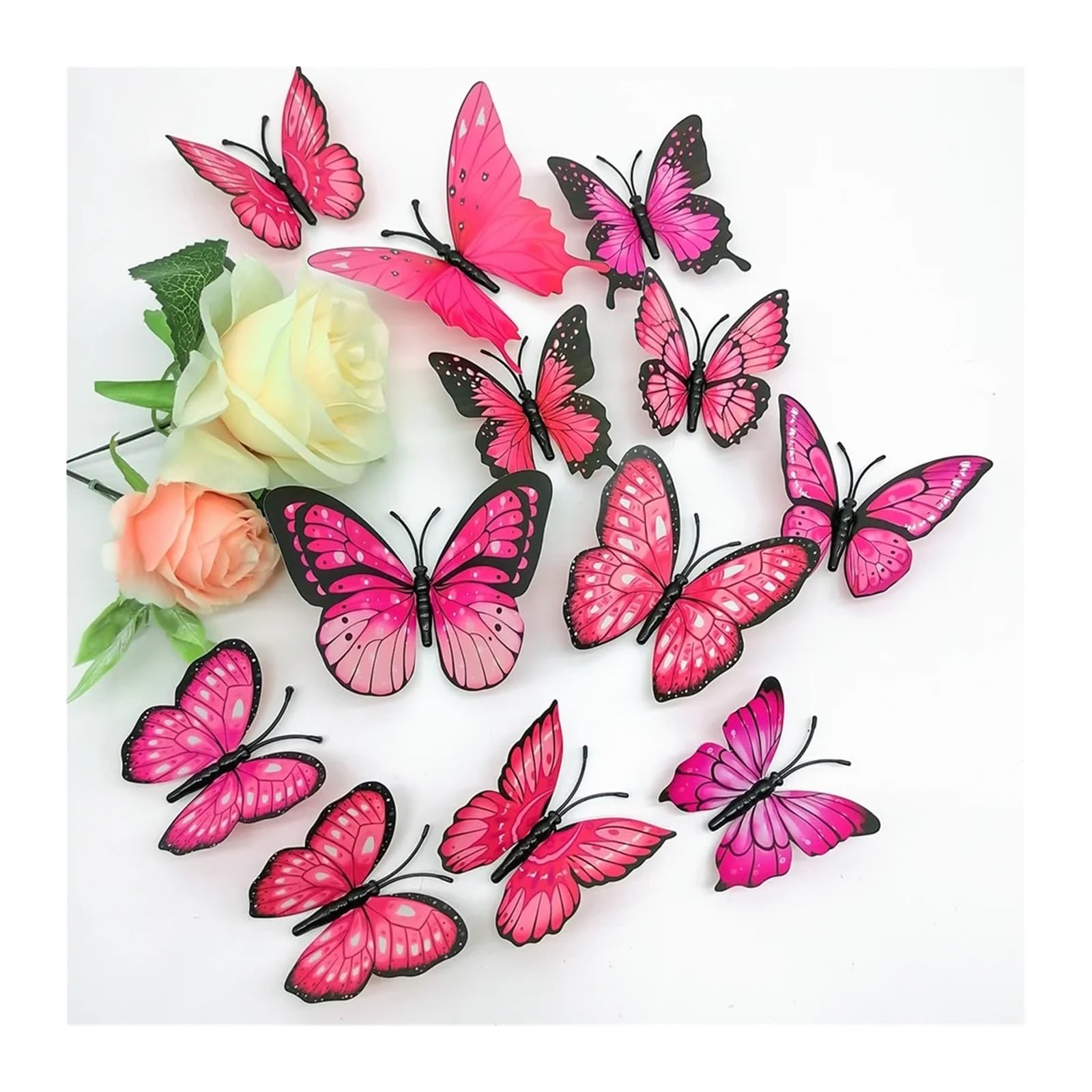 YUSUZH 12Pcs/Set Butterfly Wall Sticker for Garden Fence Decor