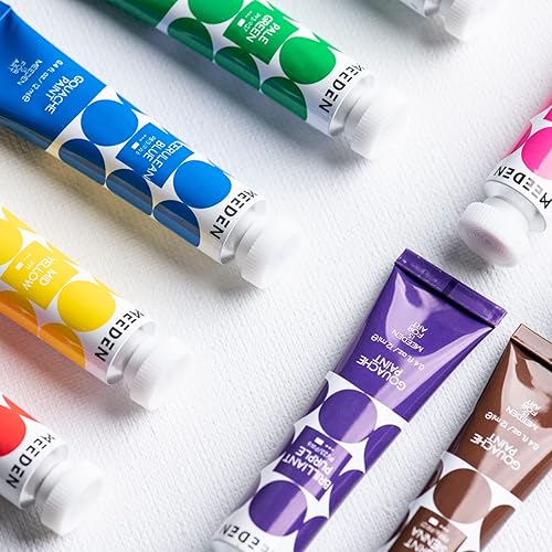 Miniatura 6 de MEEDEN Gouache - Juego de pintura no tóxica, 24 x 0.4 fl oz0.4 onzas, tubos de gouache a base de agua, pinturas para lienzo y papel, suministros de