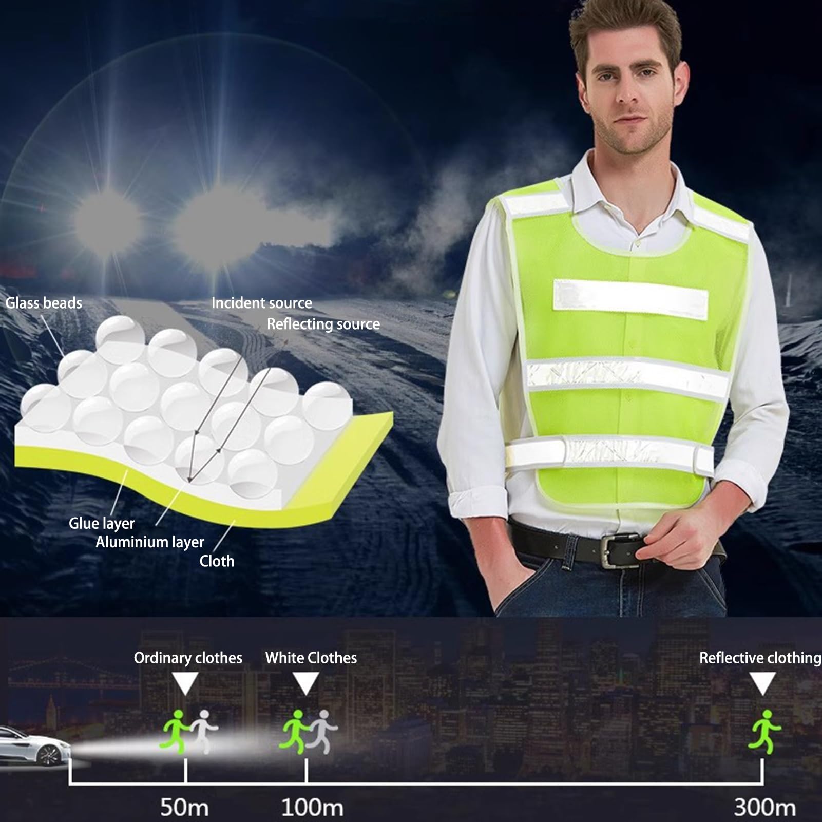 EvikoO Sicherheitsweste Warnwesten Weste, Sicherheitswesten mit reflektierenden Streifen, für Laufen/Bauen/Reinigen, Einheitsgröße (Color : Yellow, Size : 20pcs)