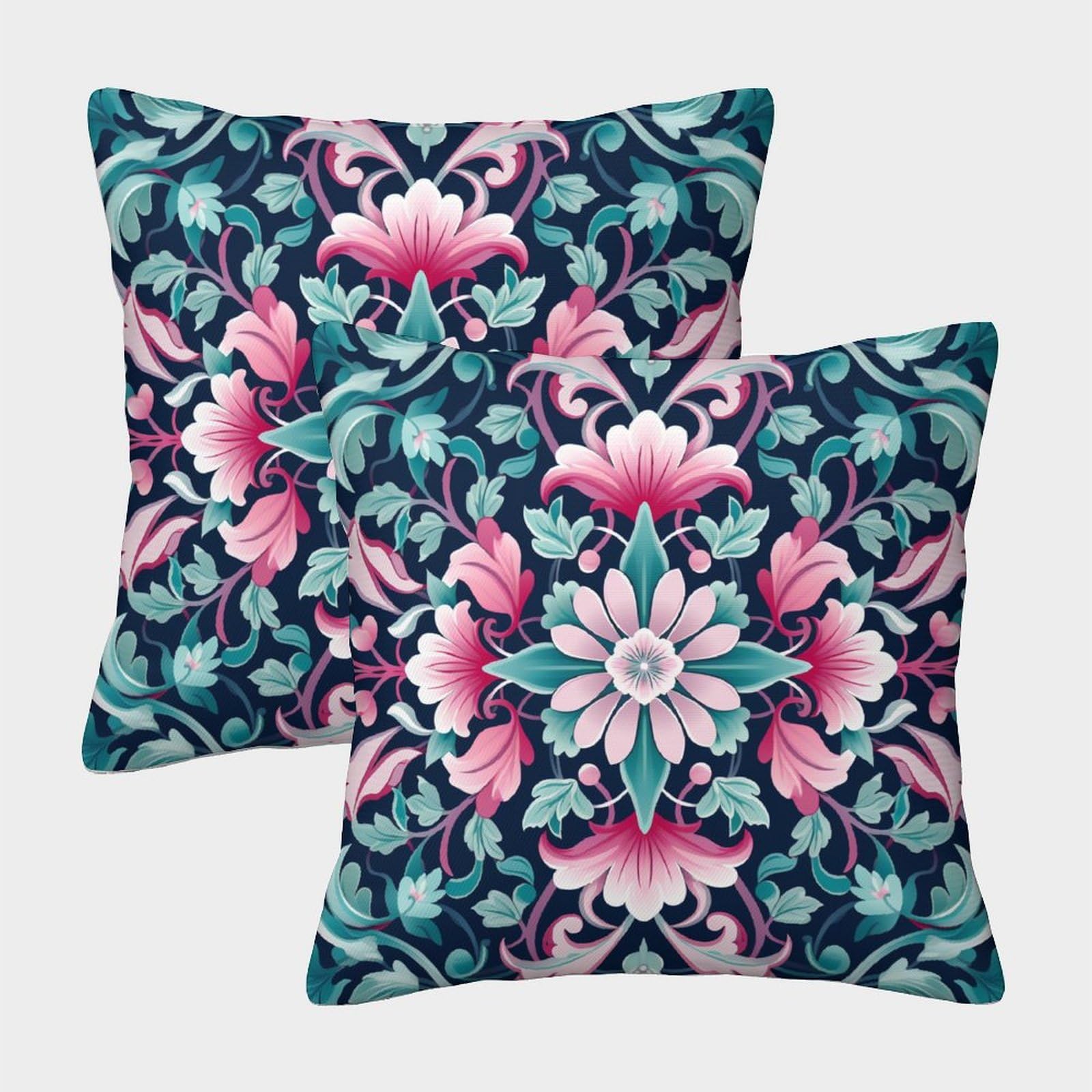 UENDOKRNN Flower Pillow Cases Pack of 2 Soft with Invisible Zipper Flower Throw Pillow Covers Nches Home Decorative SquarePillowcases for Sofa Couch Livingroom Office Car 50x50cm