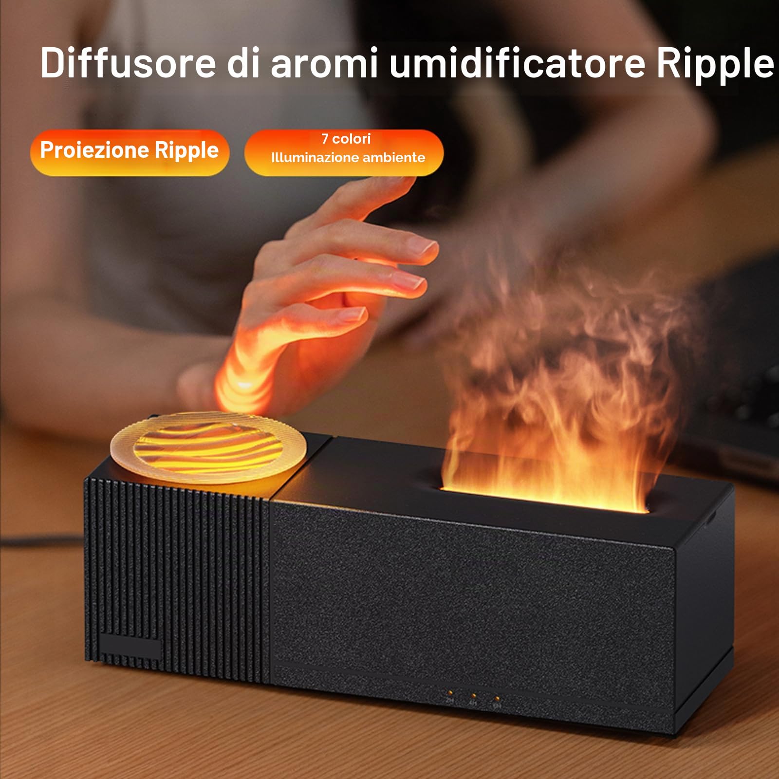 Diffusore di aromi a fiamma con proiezione del cielo stellato, diffusore di oli essenziali, umidificatore da 150 ml con telecomando, timer, spegnimento automatico senza acqua, per casa, ufficio