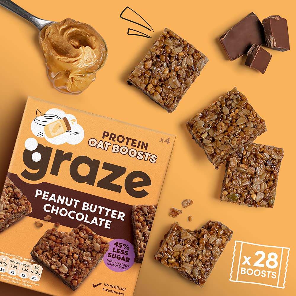 Graze Peanut Butter & Chocolate Protein Oat Boost Bars Vegan Healthy