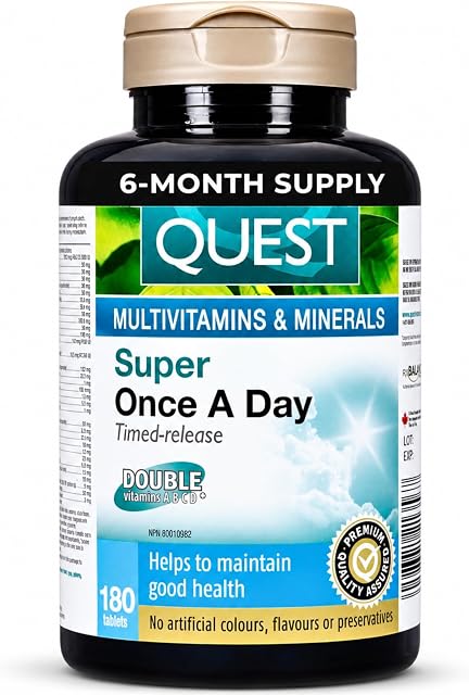 Quest Vitamins Super Once A Day – Time Release Multivitamin for Adults, Complete Daily Vitamins & Chelated Minerals for Immune & Energy Support – 180 Tablets (6-Month Supply)