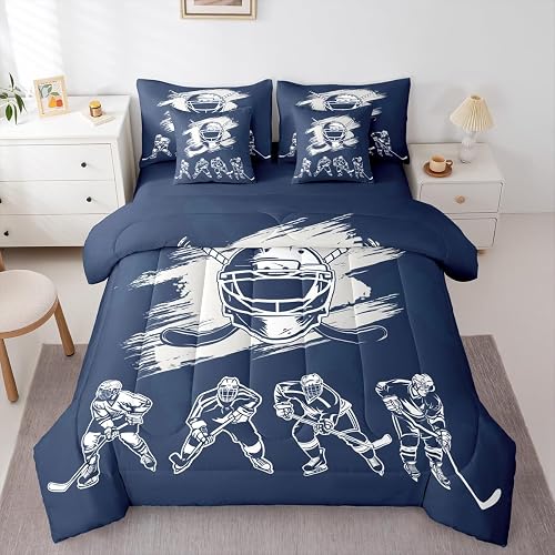 Erosebridal Ice Hockey 7 Pieces Bedding Set Full Size,Ice Hockey Players Bed in 