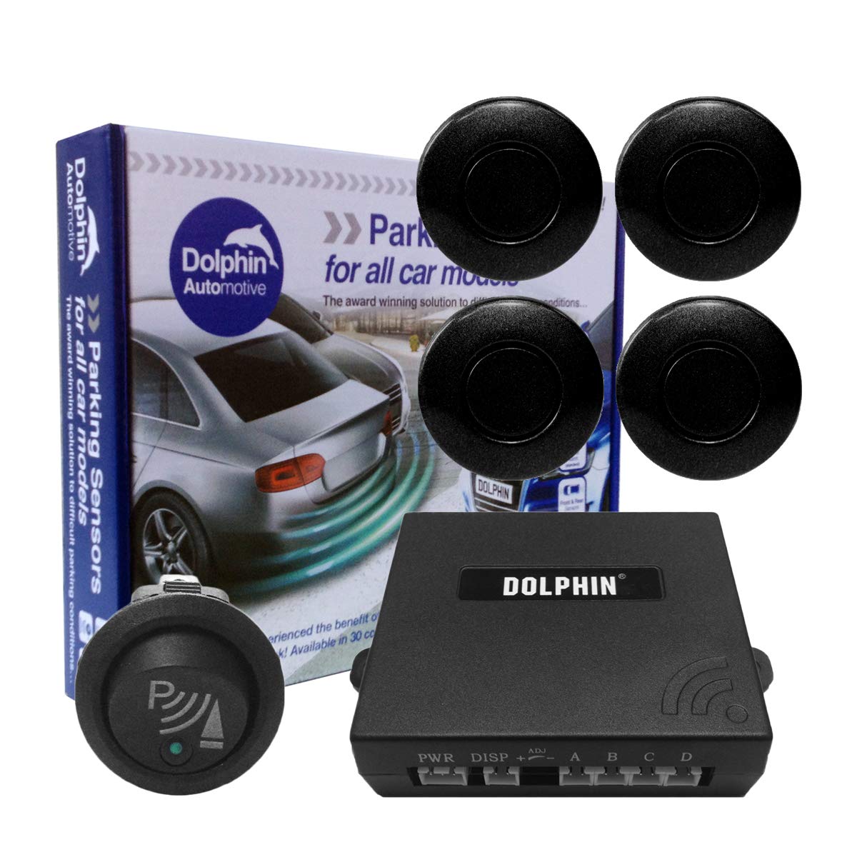 Dolphin Car Van Front Parking Sensors With Longer 6m Leads and Parking Switch in 32 Coloured Options UK (Electric Blue) — view 23