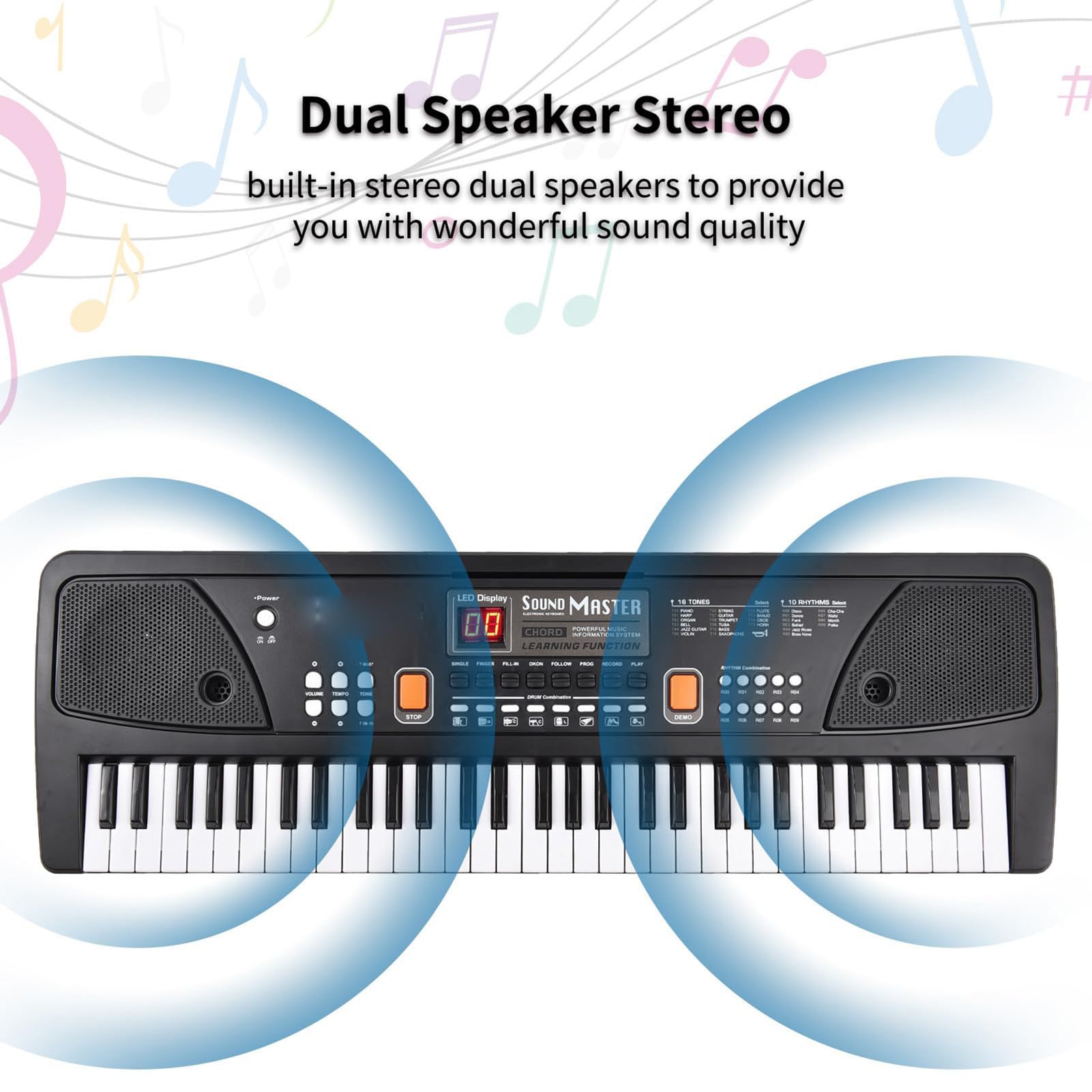 Kit tastiera elettrica a 61 tasti, pianoforte elettrico portatile ricaricabile, di compleanno per bambini