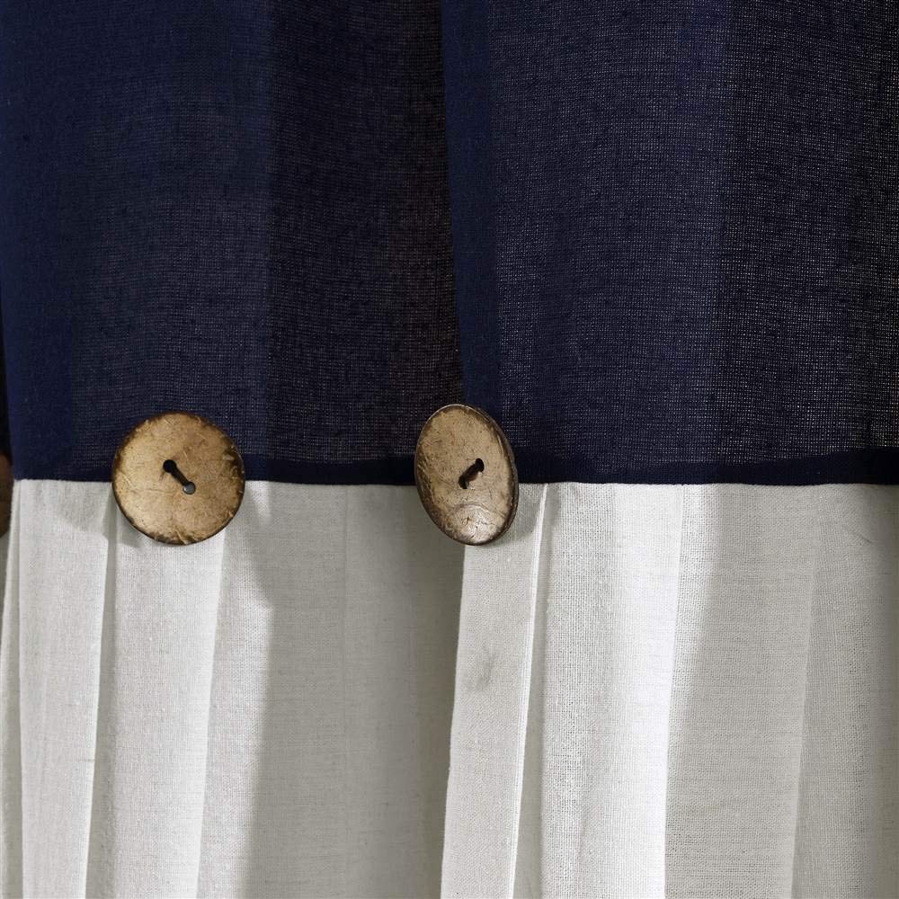 Lush Decor Tenda A Pannello In Lino Floreale – Bianco Sporco E Blu, 213x132 Cm, Ricamata