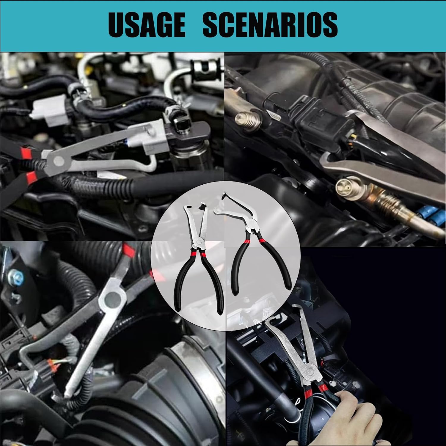 2 Pcs Electrical Disconnect Pliers, Electrical Connector Pliers, Electrical Plug Pliers for Removing Automotive Push tab Style Electrical connectors (Straight+60 Degree)